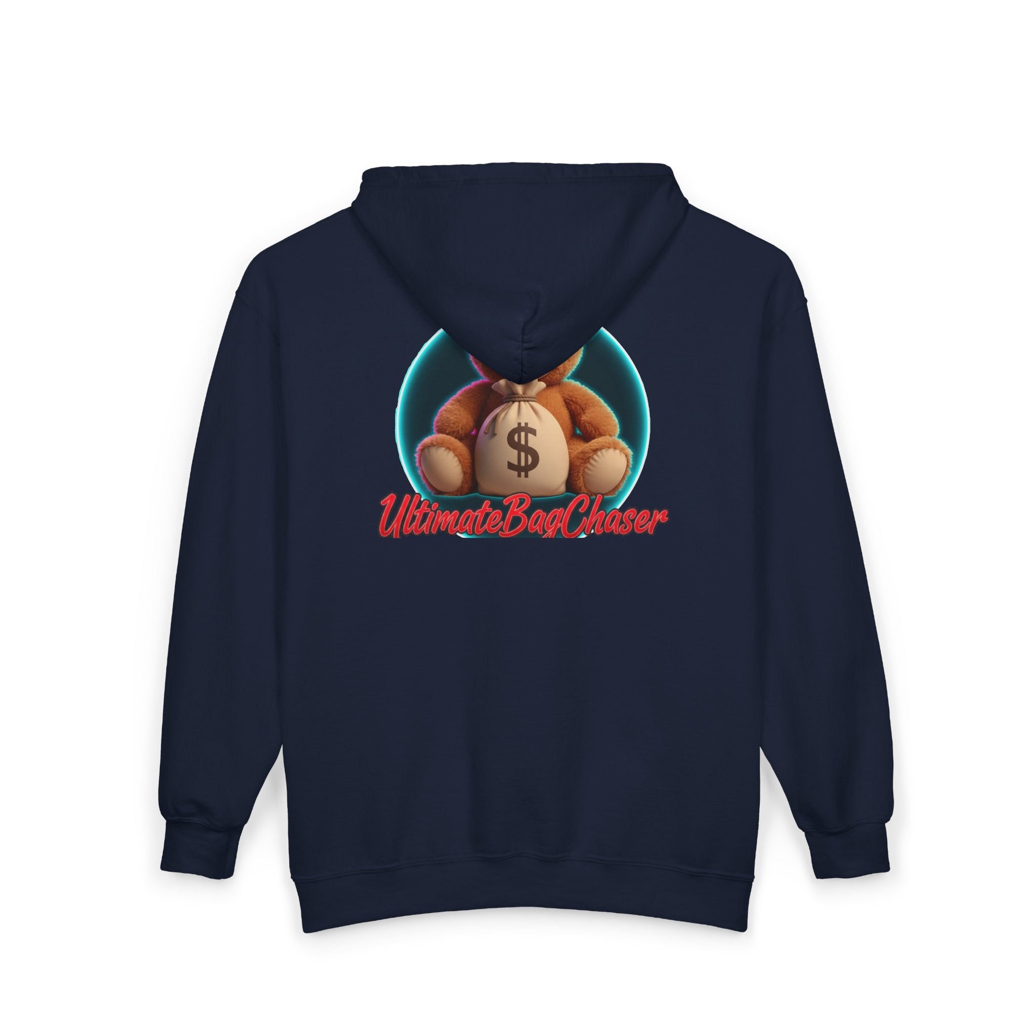 Bear Money Bag Zip Hoodie — "Ultimate Bag Chaser" Graphic Sweatshirt