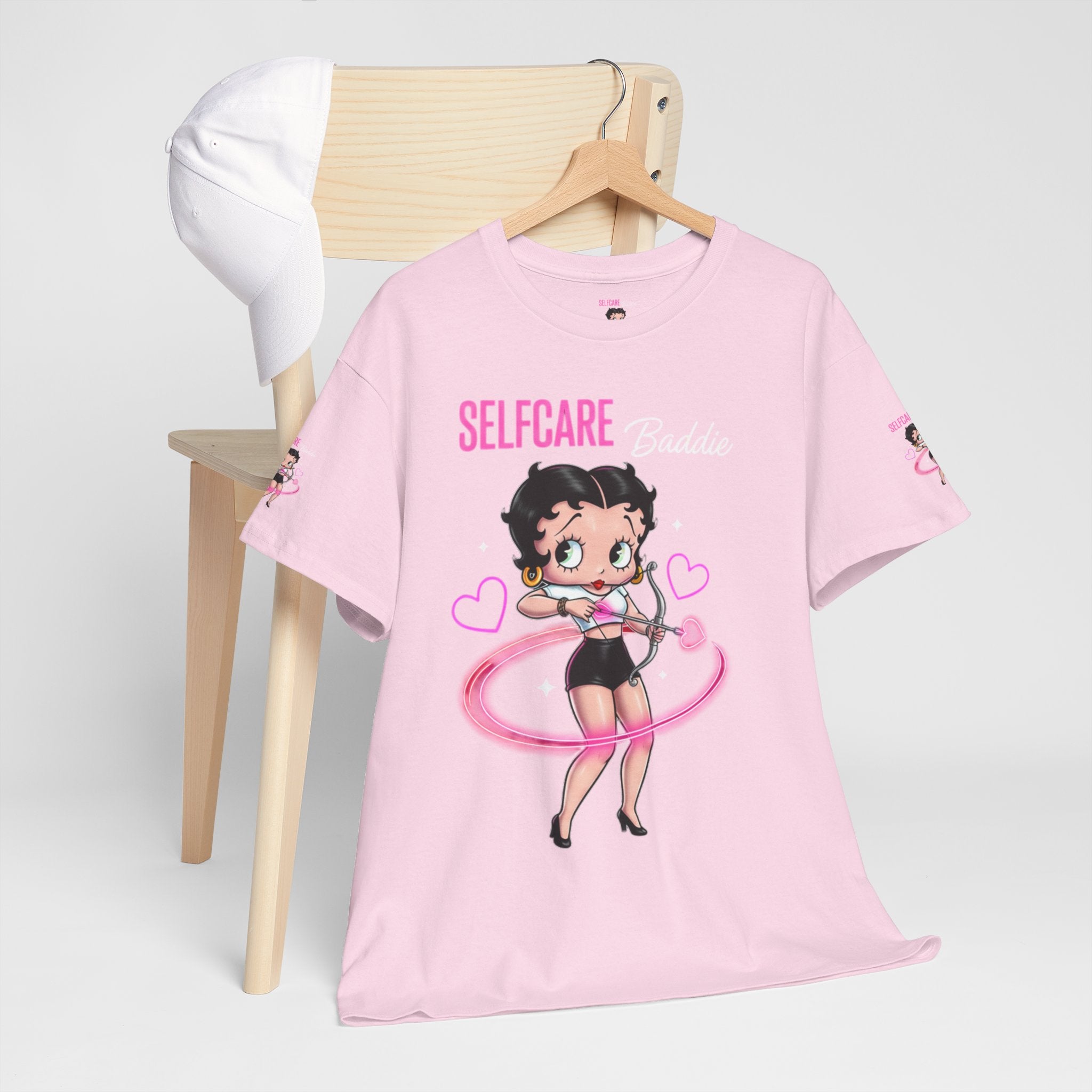 Betty Boop "Selfcare Babie" Pink Graphic Tee — Cute Retro Self-Care Shirt
