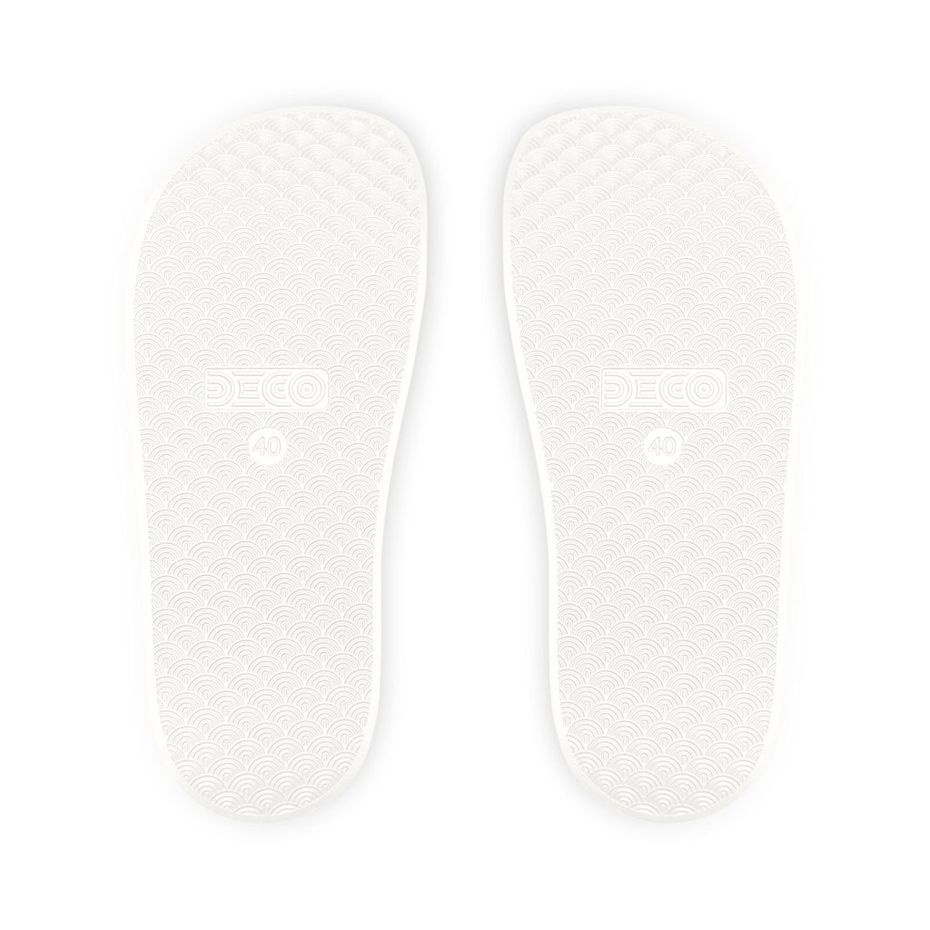 Men’s Teddy Bear Slide Sandals — Red Adjustable Strap Casual Pool & Beach Slides