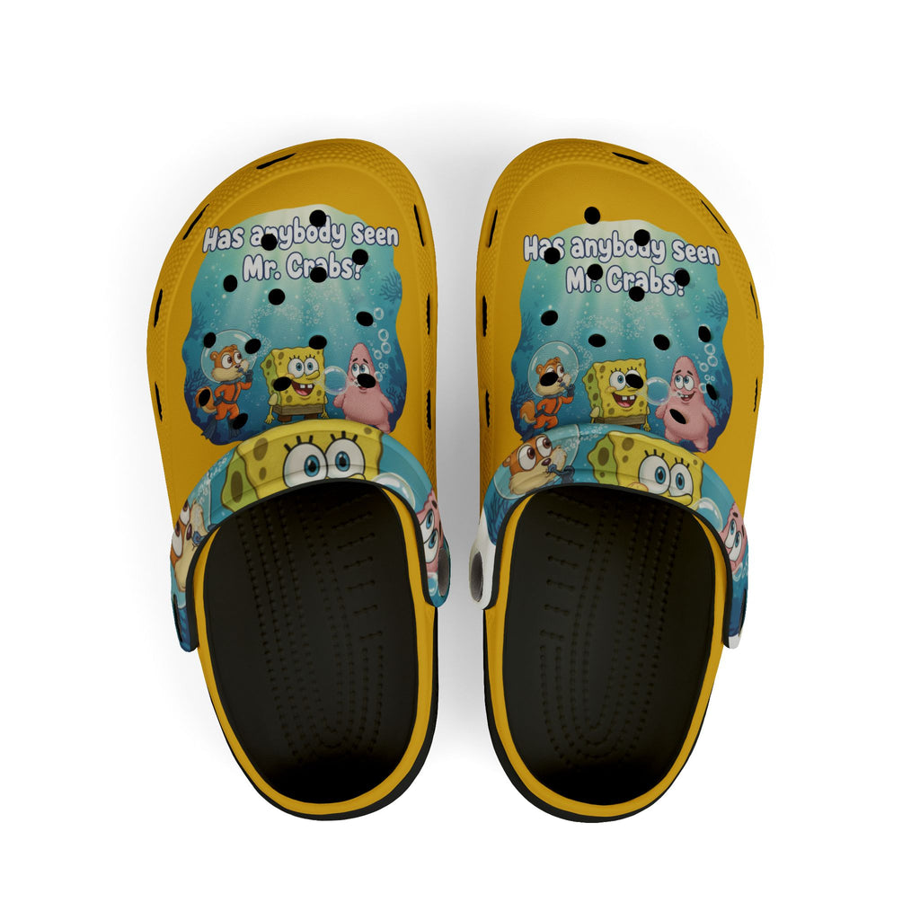 SpongeBob Kids EVA Foam Clogs — "Has Anybody Seen Mr. Crabs" Cartoon Pool & Beach Shoes