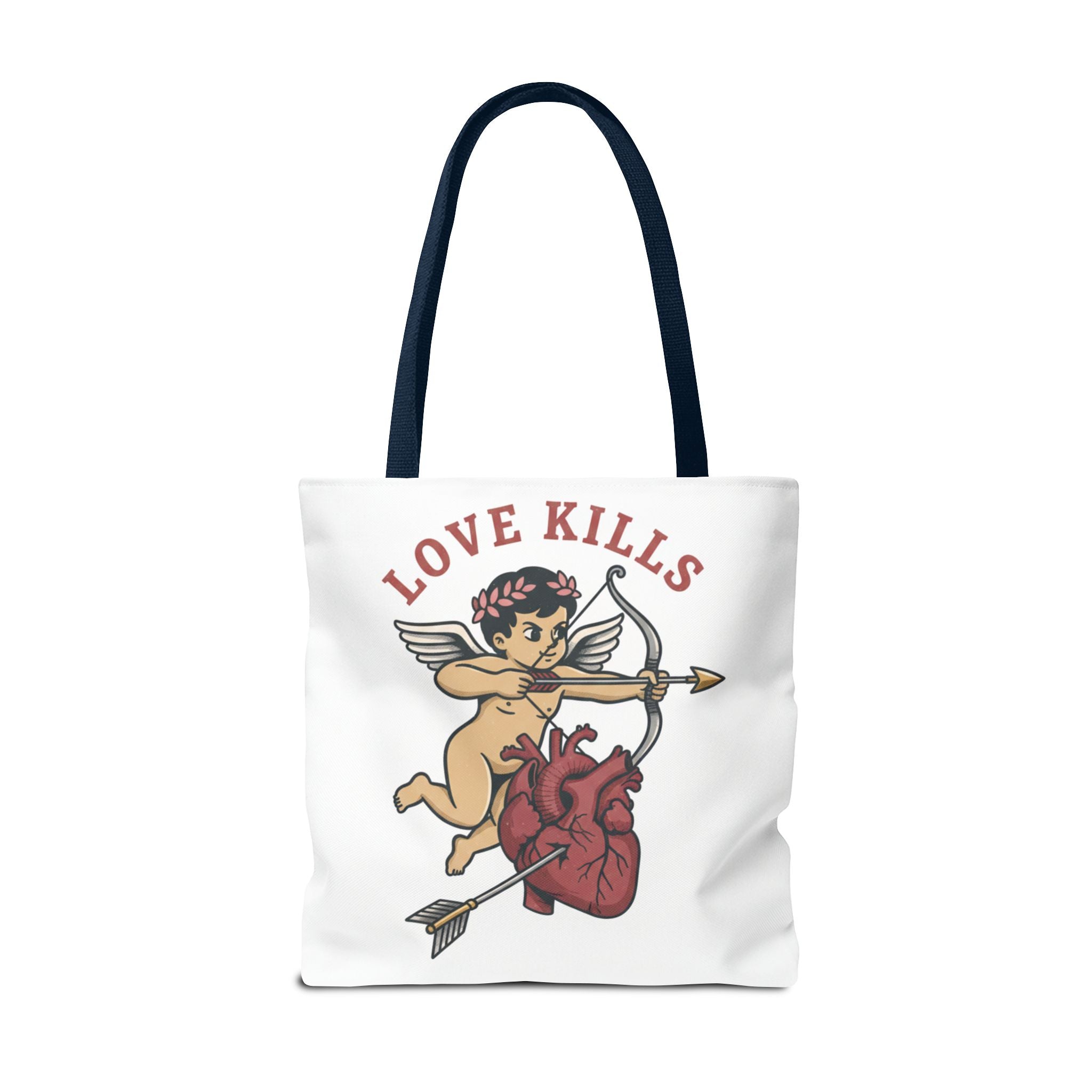 Tote Bag — 'Love Kills' Cupid & Heart Graphic Tote