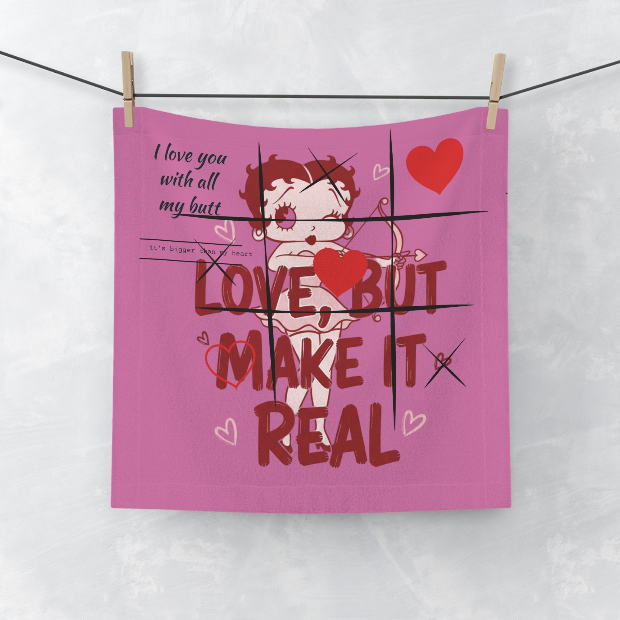 Betty Boop 'Love, But Make It Real' Pink Face Towel