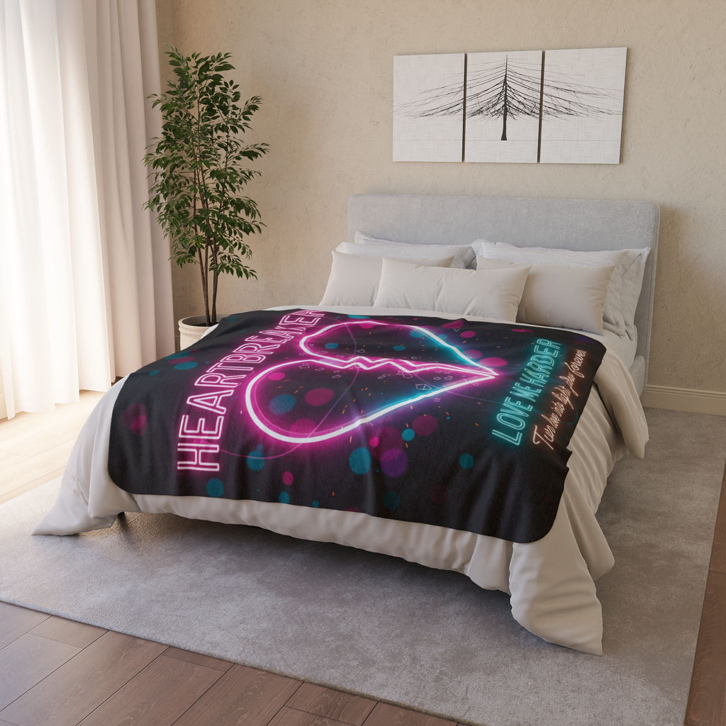 Heartbreaker Neon Fleece Sherpa Blanket – "Love Me Harder" Cozy Throw