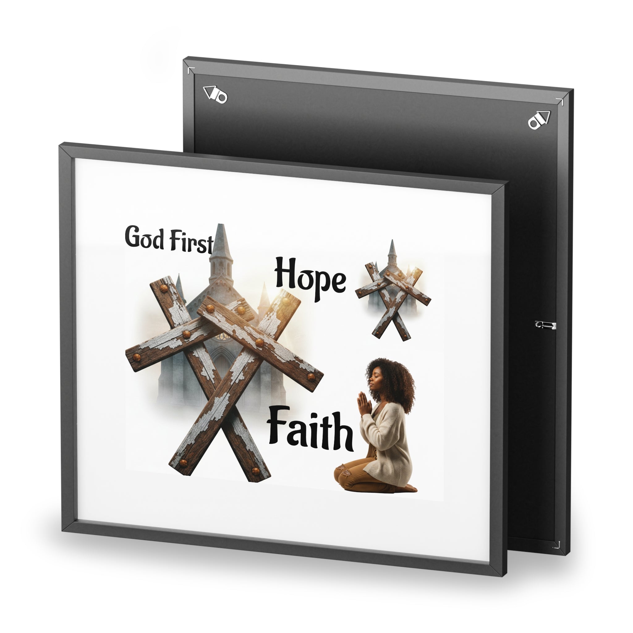 Framed Poster – God First: Faith & Hope Christian Wall Art (Matte)
