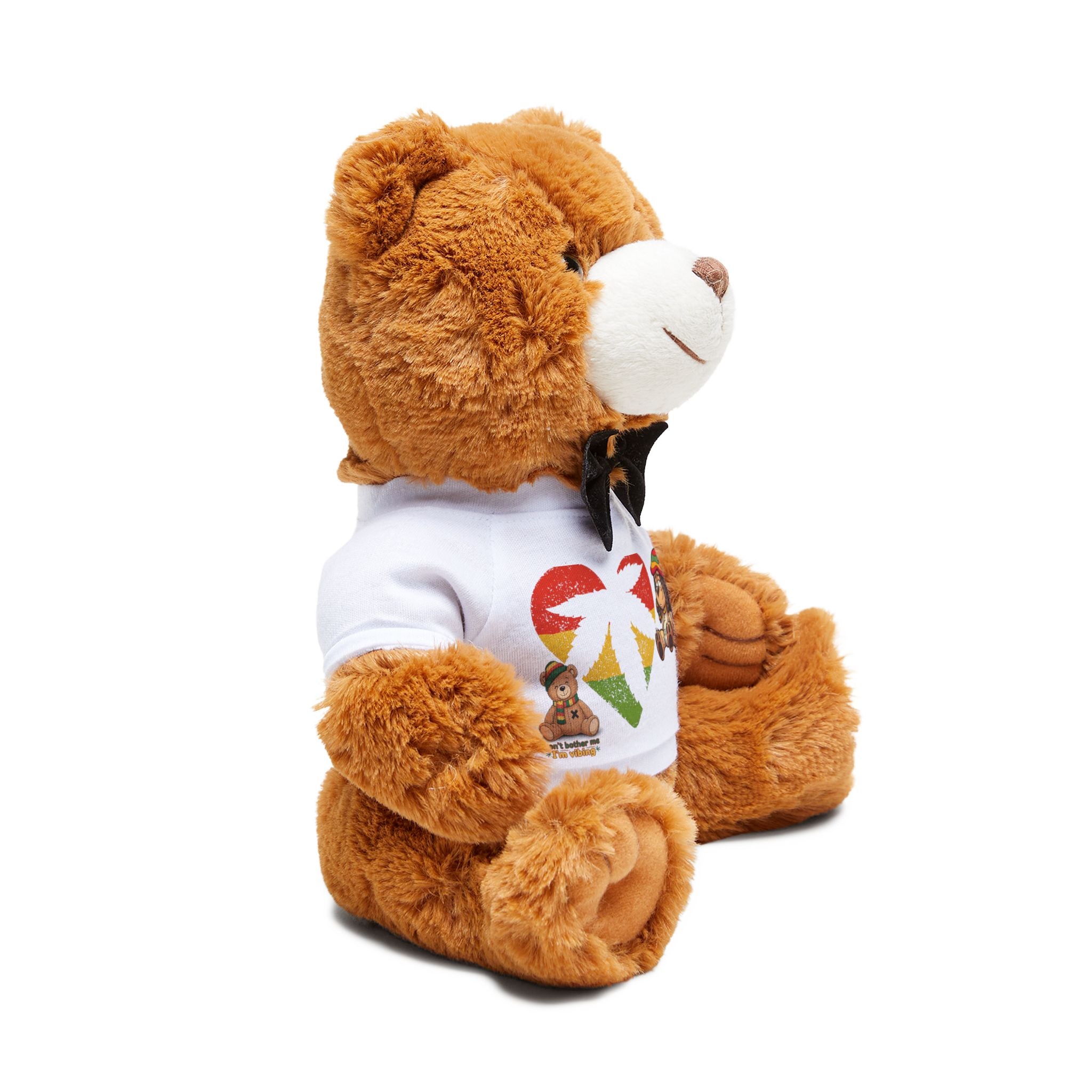 Plush Teddy Bear with Graphic T‑Shirt – Cute Rasta Heart Design