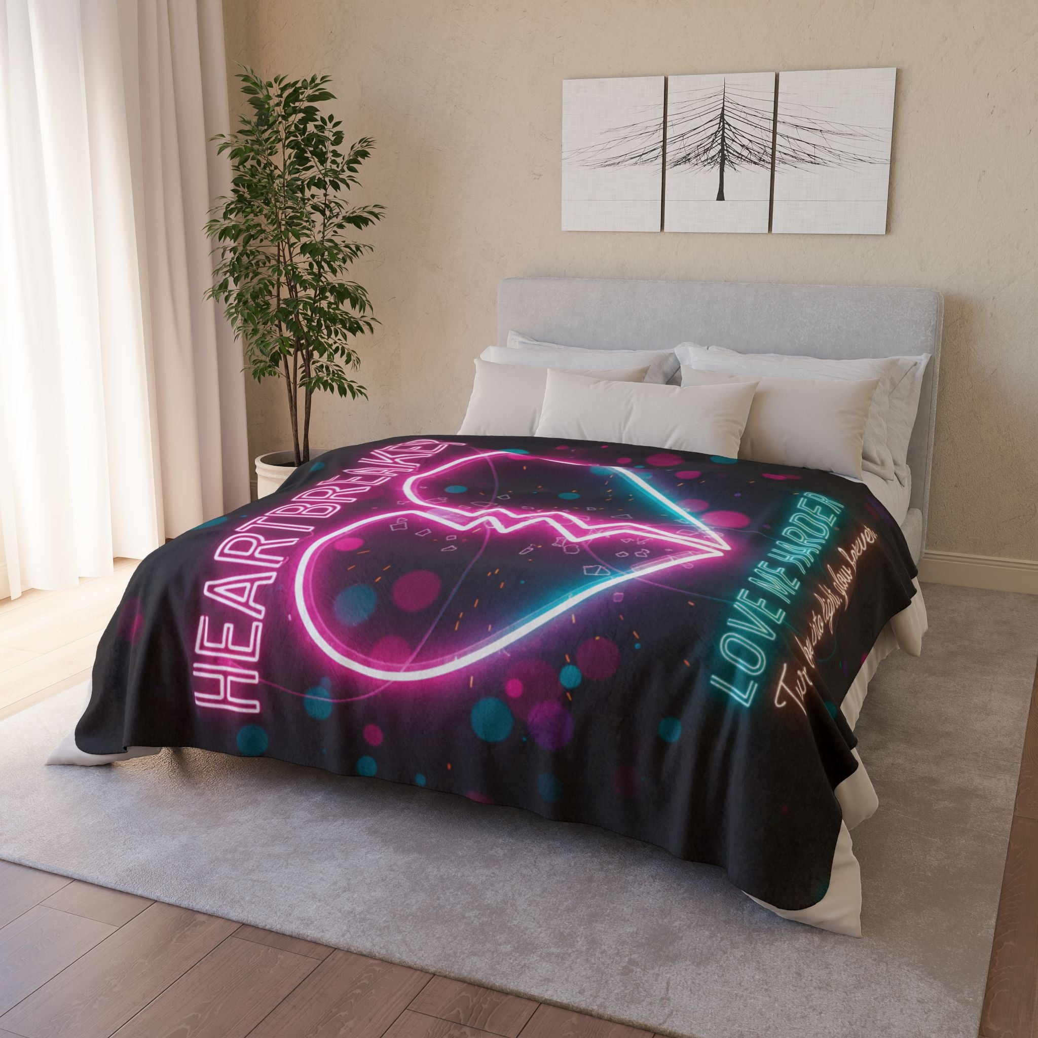 Heartbreaker Neon Fleece Sherpa Blanket – "Love Me Harder" Cozy Throw