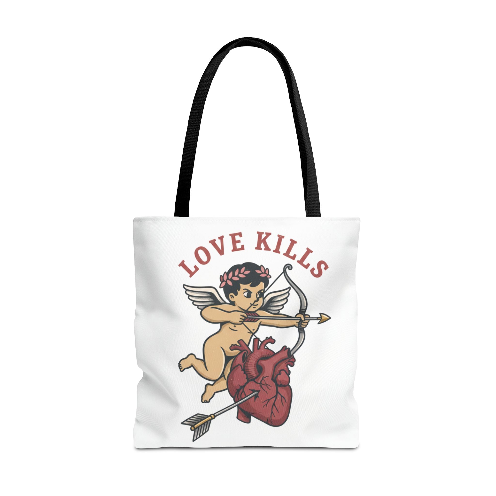 Tote Bag — 'Love Kills' Cupid & Heart Graphic Tote