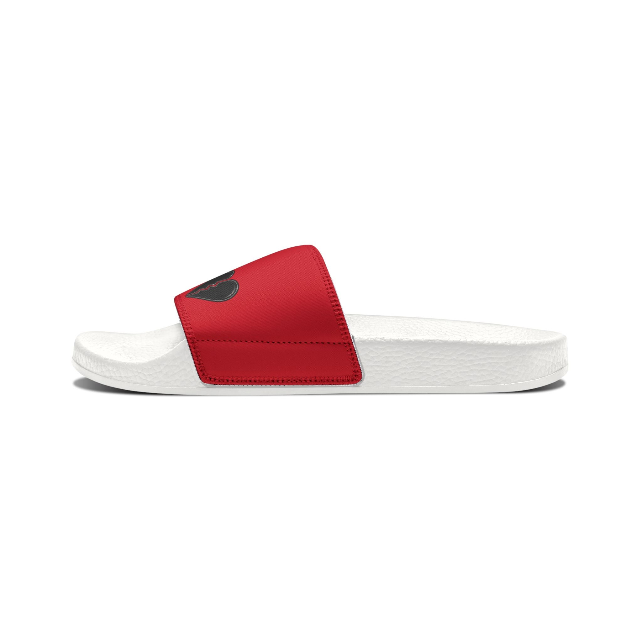 Men’s Teddy Bear Slide Sandals — Red Adjustable Strap Casual Pool & Beach Slides
