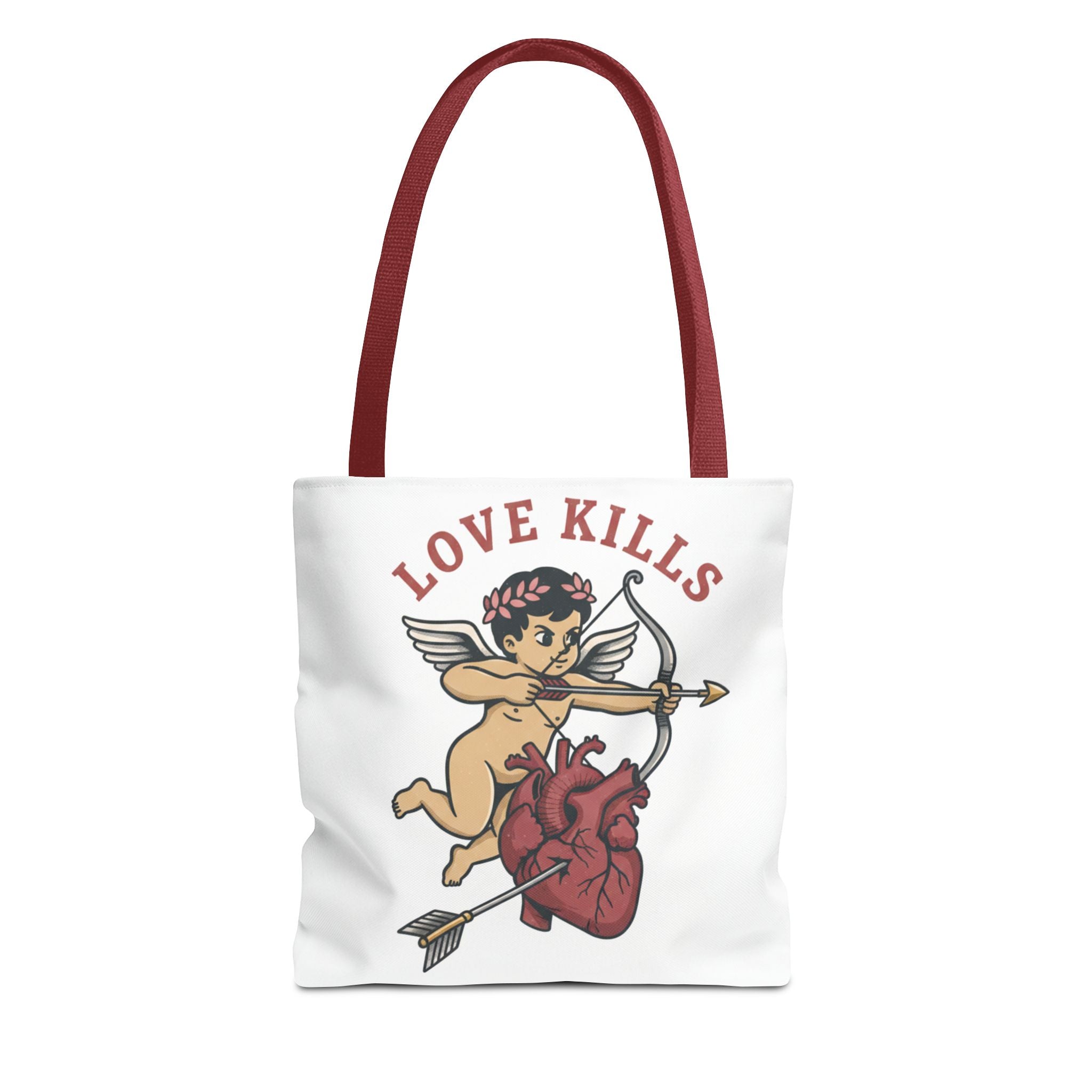 Tote Bag — 'Love Kills' Cupid & Heart Graphic Tote