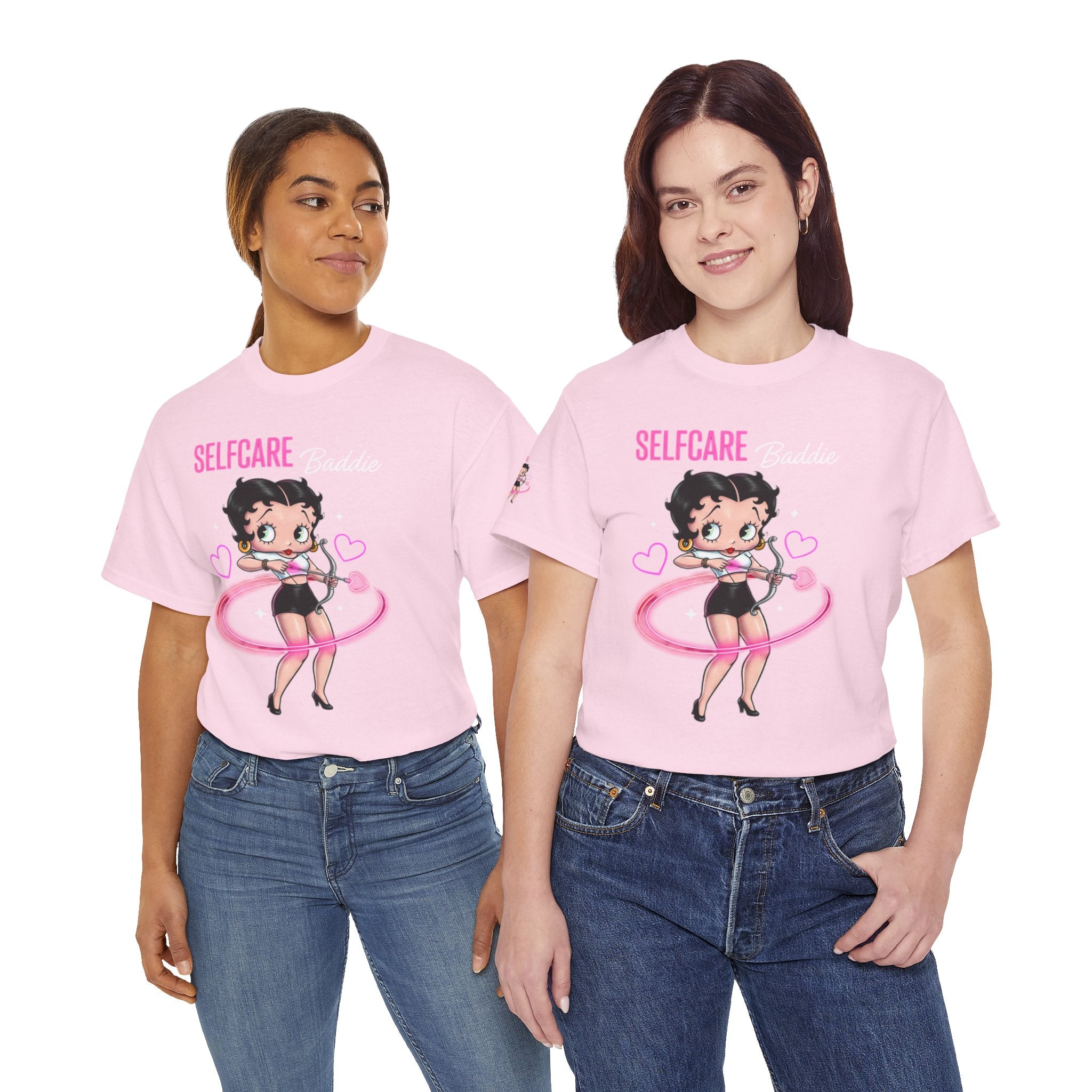 Betty Boop "Selfcare Babie" Pink Graphic Tee — Cute Retro Self-Care Shirt