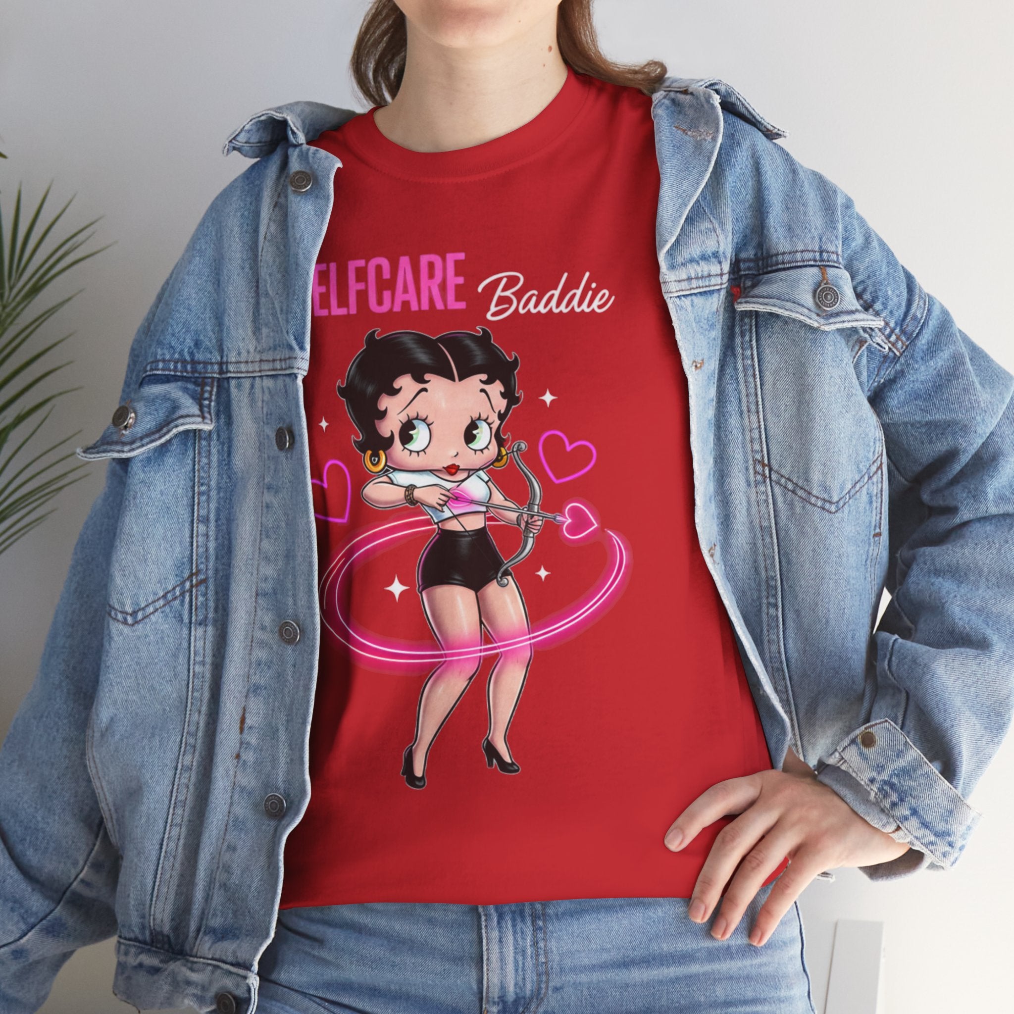 Betty Boop "Selfcare Babie" Pink Graphic Tee — Cute Retro Self-Care Shirt