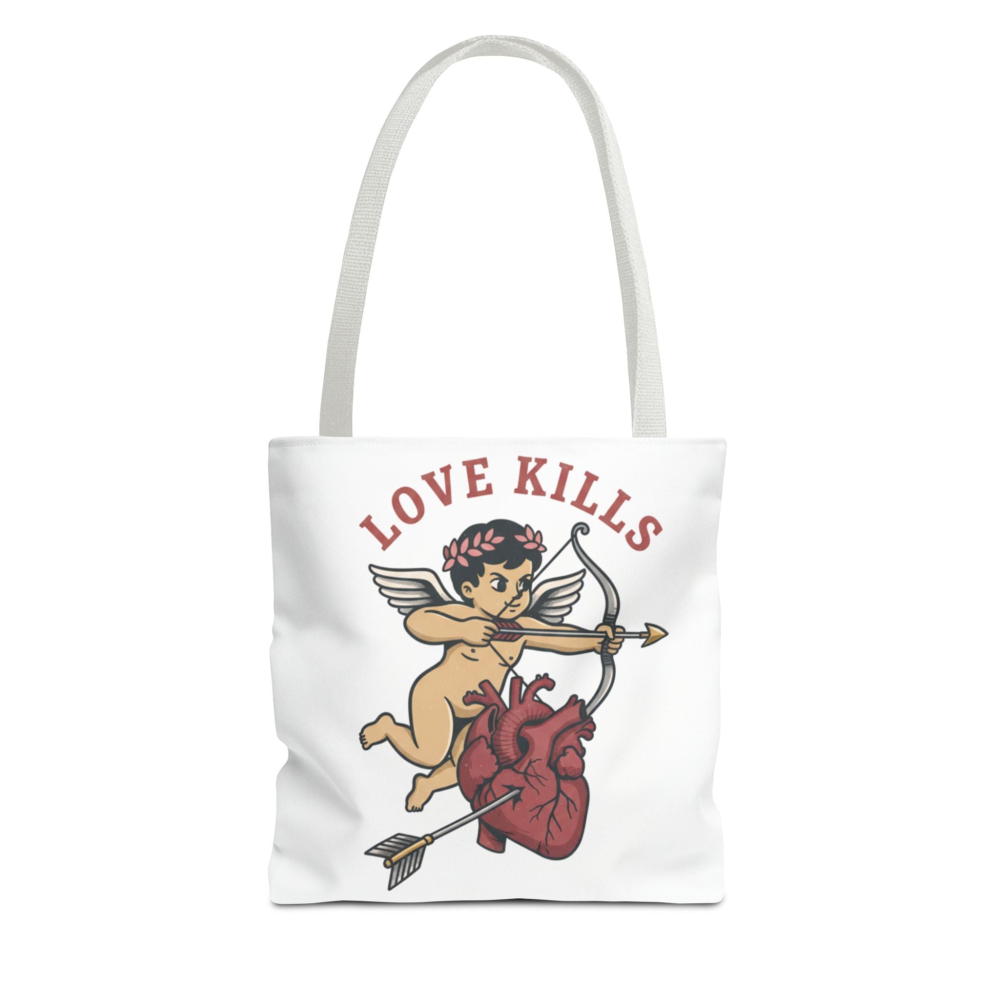 Tote Bag — 'Love Kills' Cupid & Heart Graphic Tote