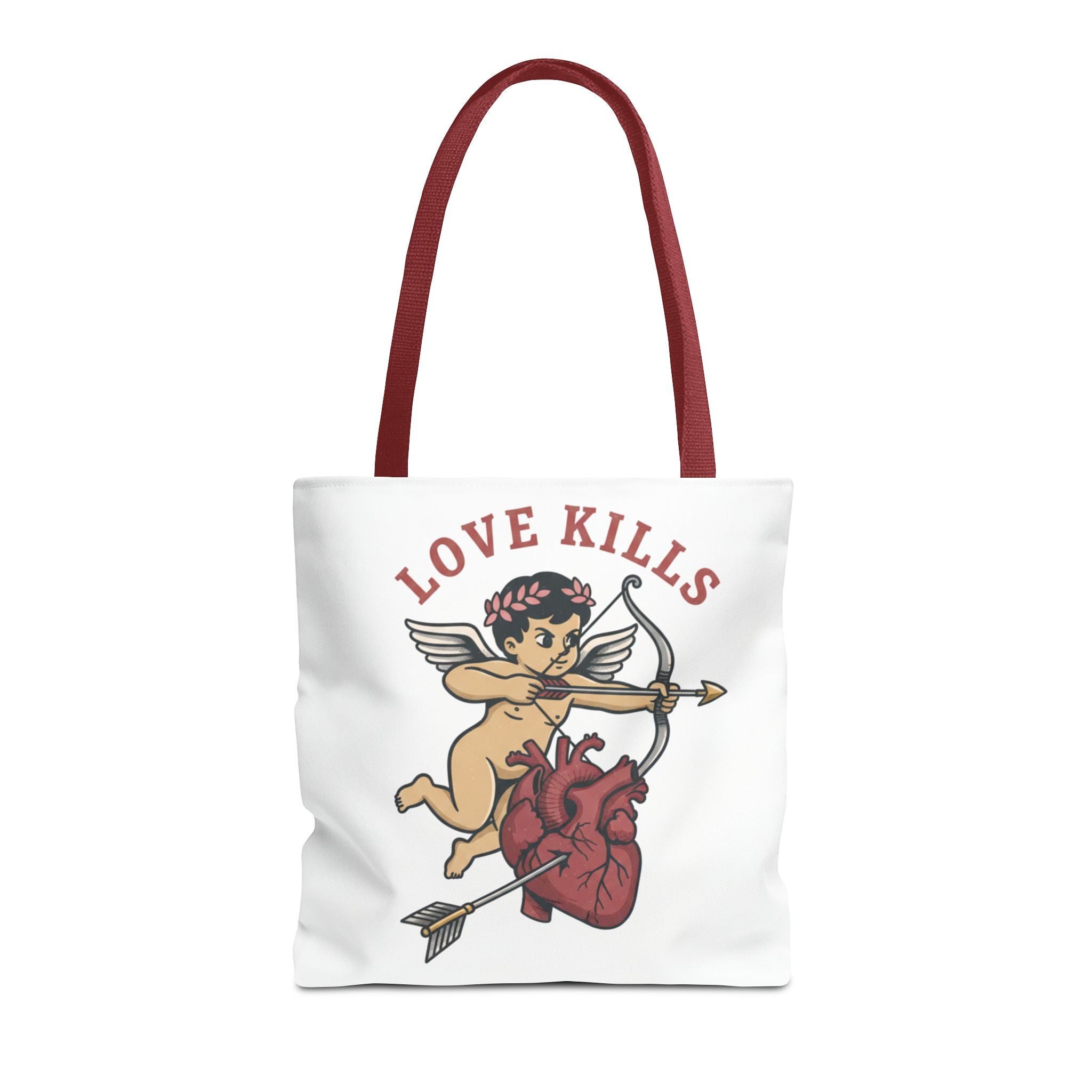 Tote Bag — 'Love Kills' Cupid & Heart Graphic Tote
