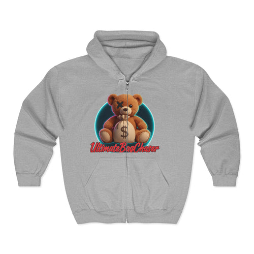 Bear Money Bag Zip Hoodie — "Ultimate Bag Chaser" Graphic Sweatshirt
