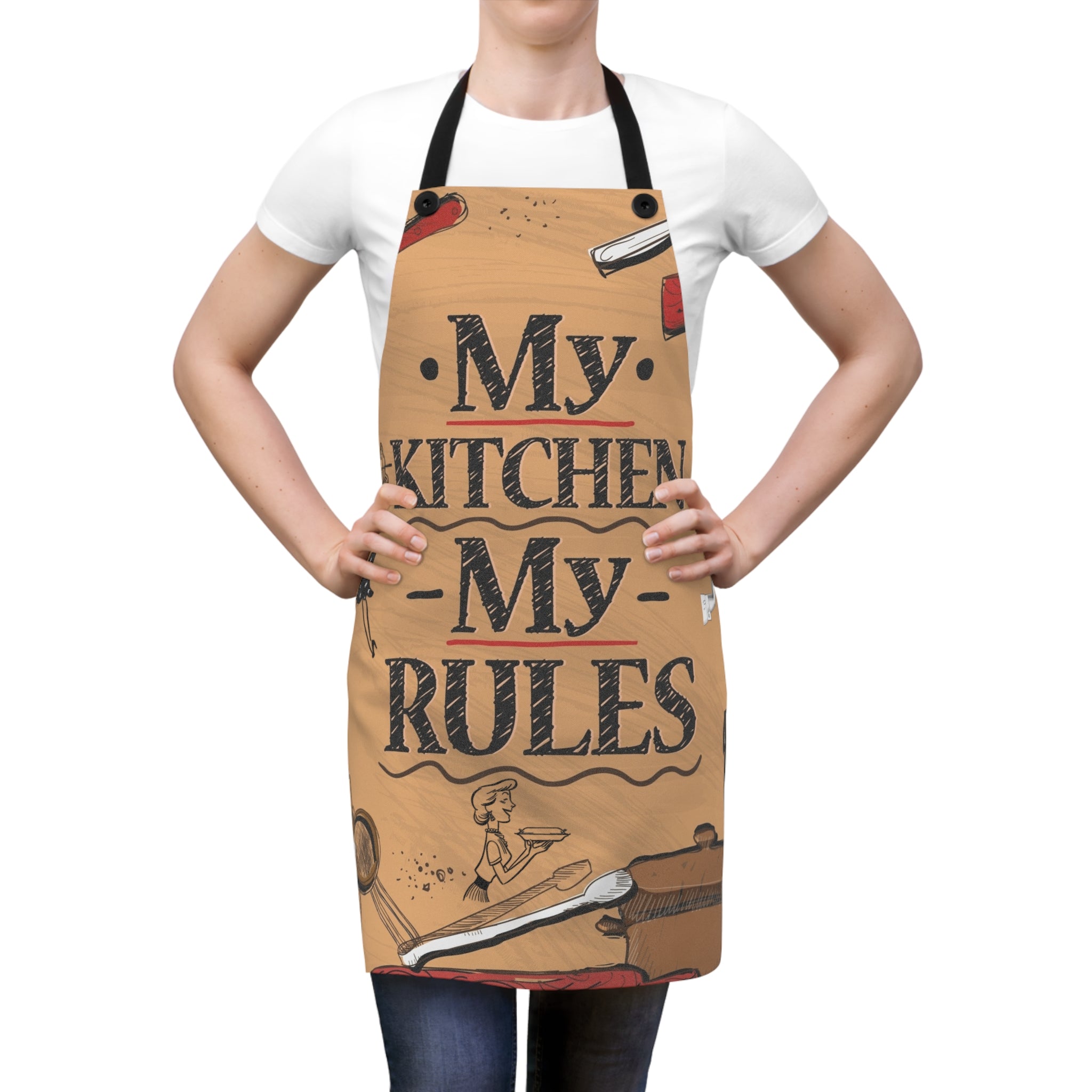 My Kitchen My Rules Apron — Vintage Chef Cooking Apron for Home Cooks & Bakers