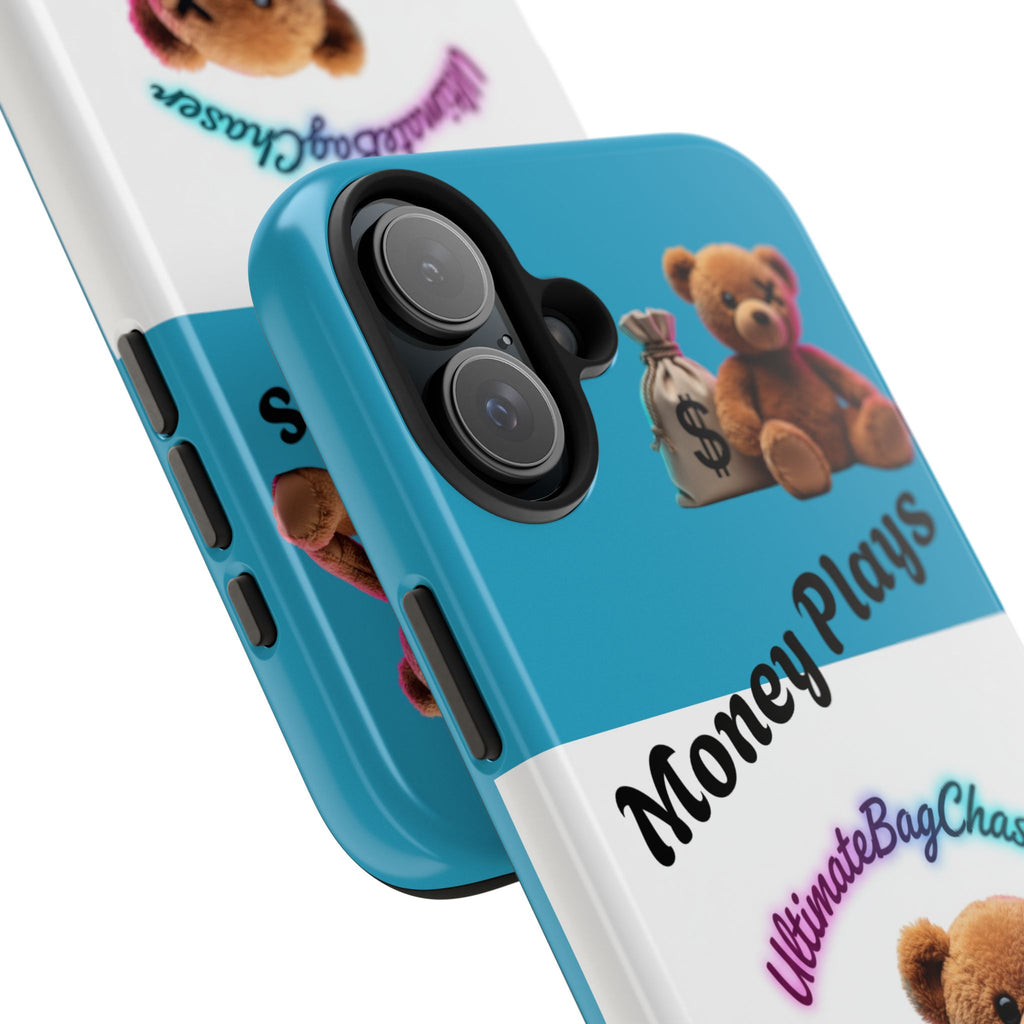 Tough Phone Case — "Money Plays" Teddy Bear with Cash Bag Protective Cover
