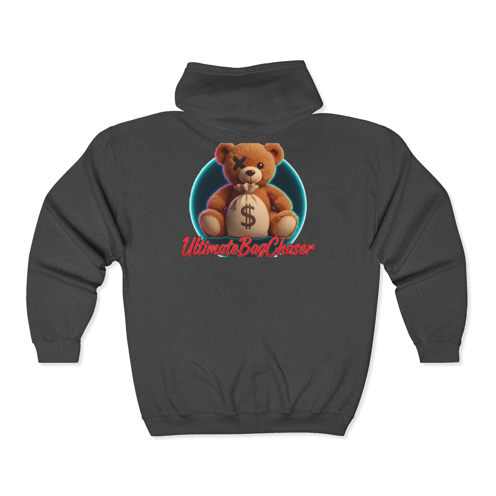 Bear Money Bag Zip Hoodie — "Ultimate Bag Chaser" Graphic Sweatshirt