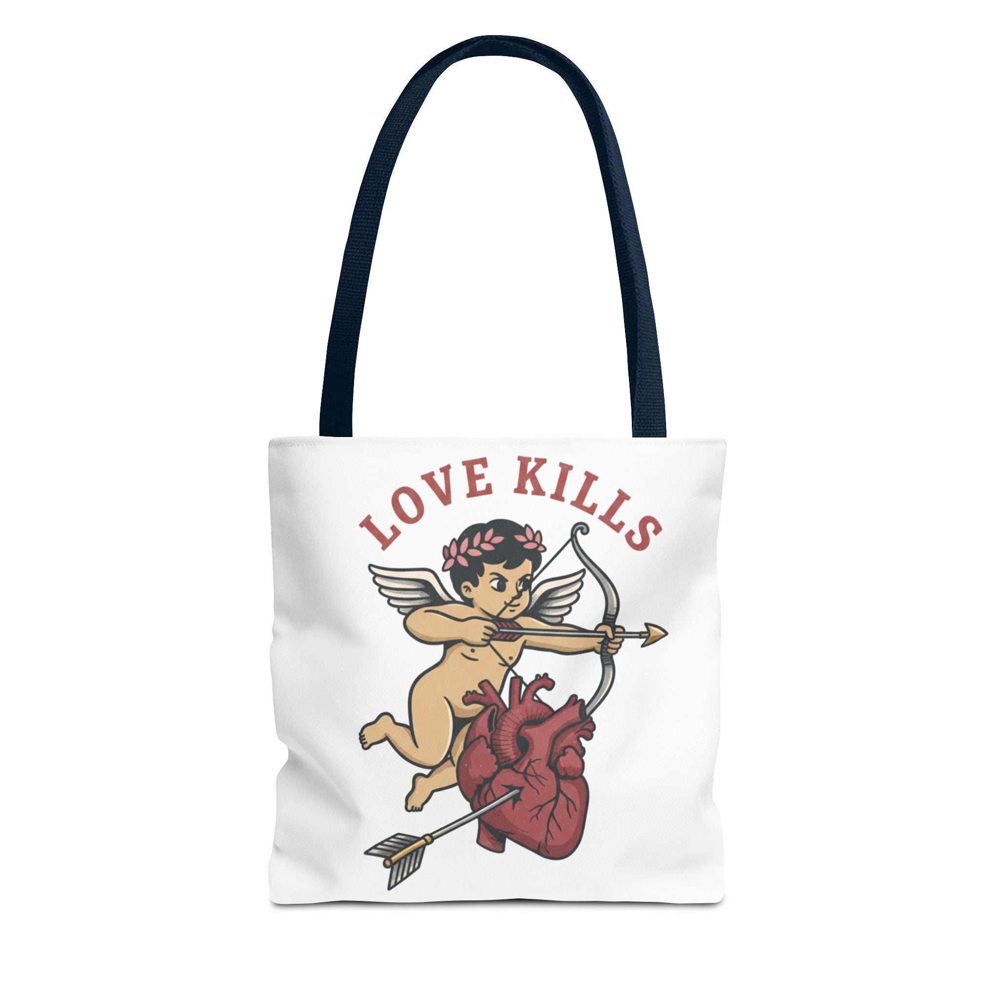 Tote Bag — 'Love Kills' Cupid & Heart Graphic Tote