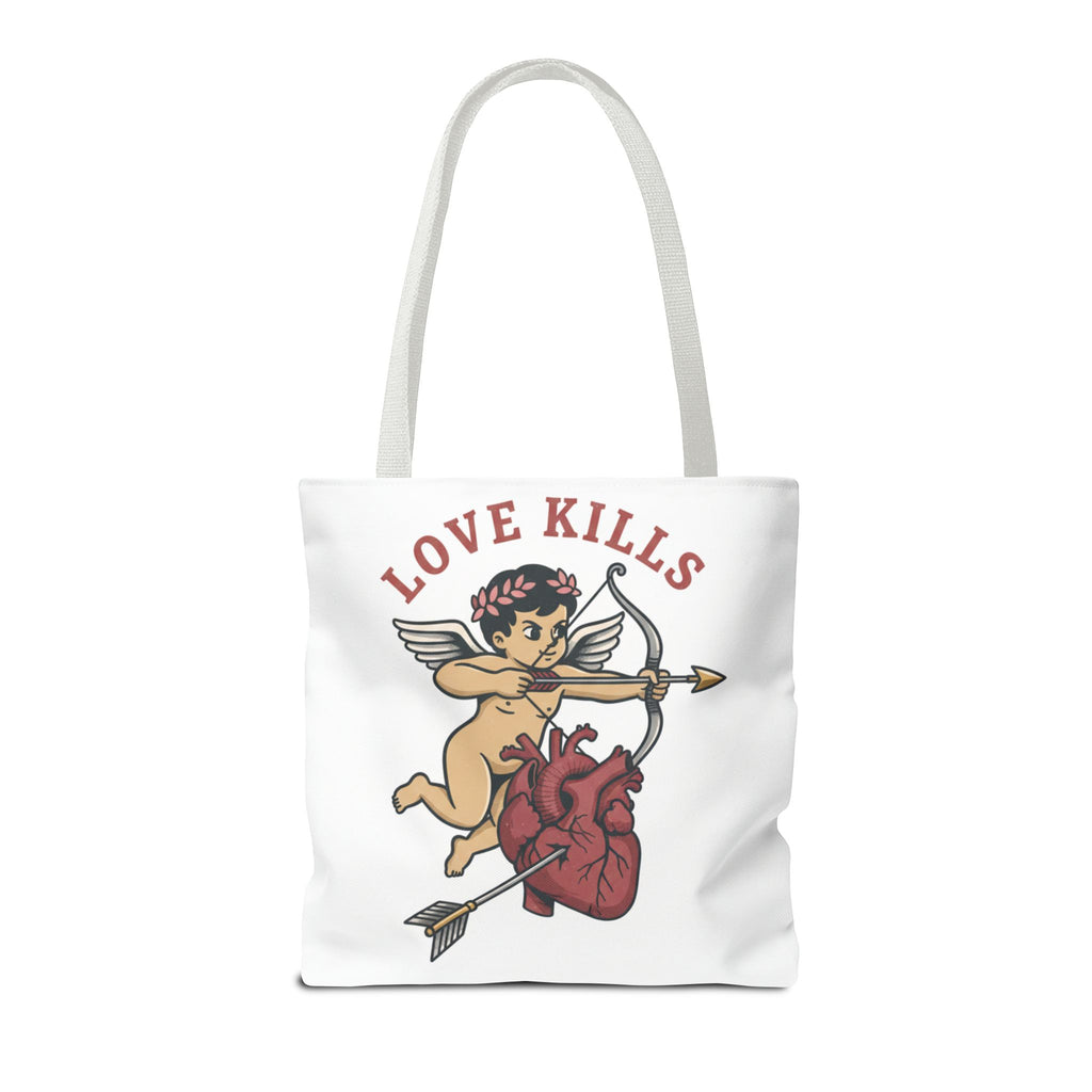 Tote Bag — 'Love Kills' Cupid & Heart Graphic Tote