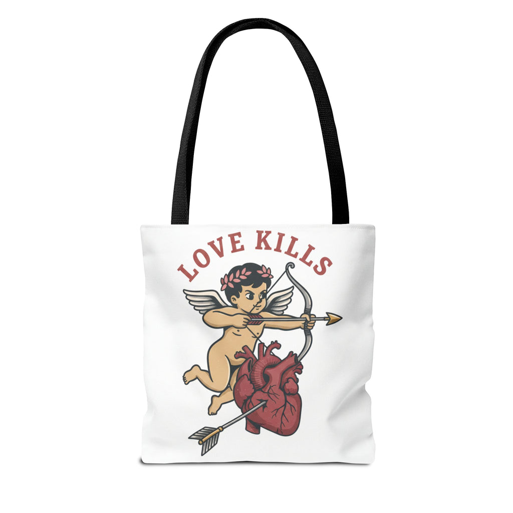 Tote Bag — 'Love Kills' Cupid & Heart Graphic Tote