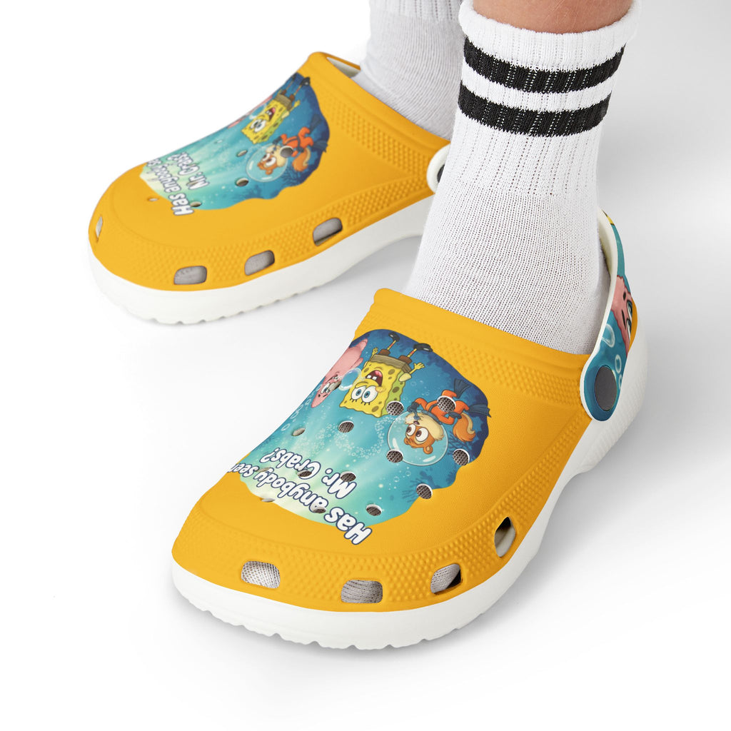 SpongeBob Kids EVA Foam Clogs — "Has Anybody Seen Mr. Crabs" Cartoon Pool & Beach Shoes