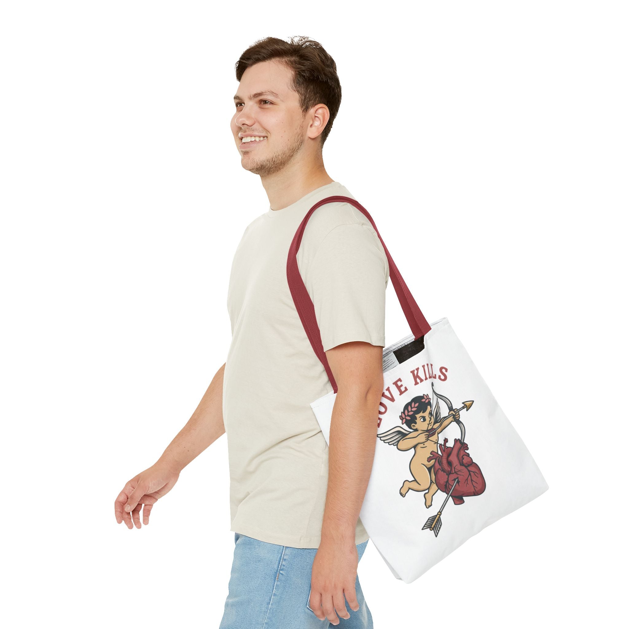 Tote Bag — 'Love Kills' Cupid & Heart Graphic Tote
