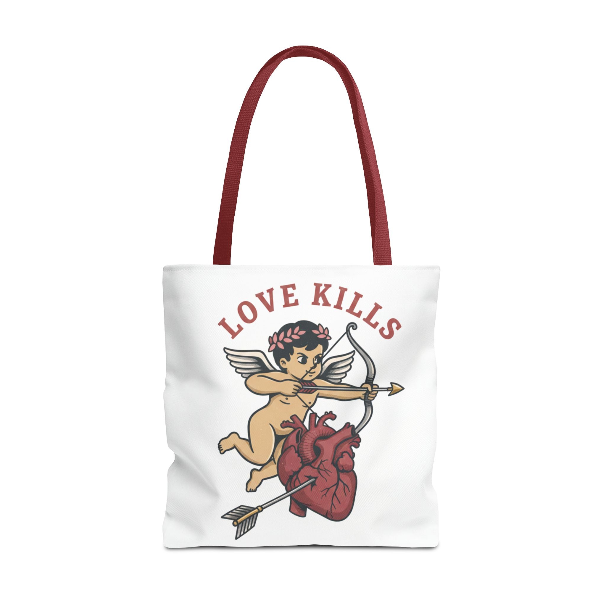 Tote Bag — 'Love Kills' Cupid & Heart Graphic Tote
