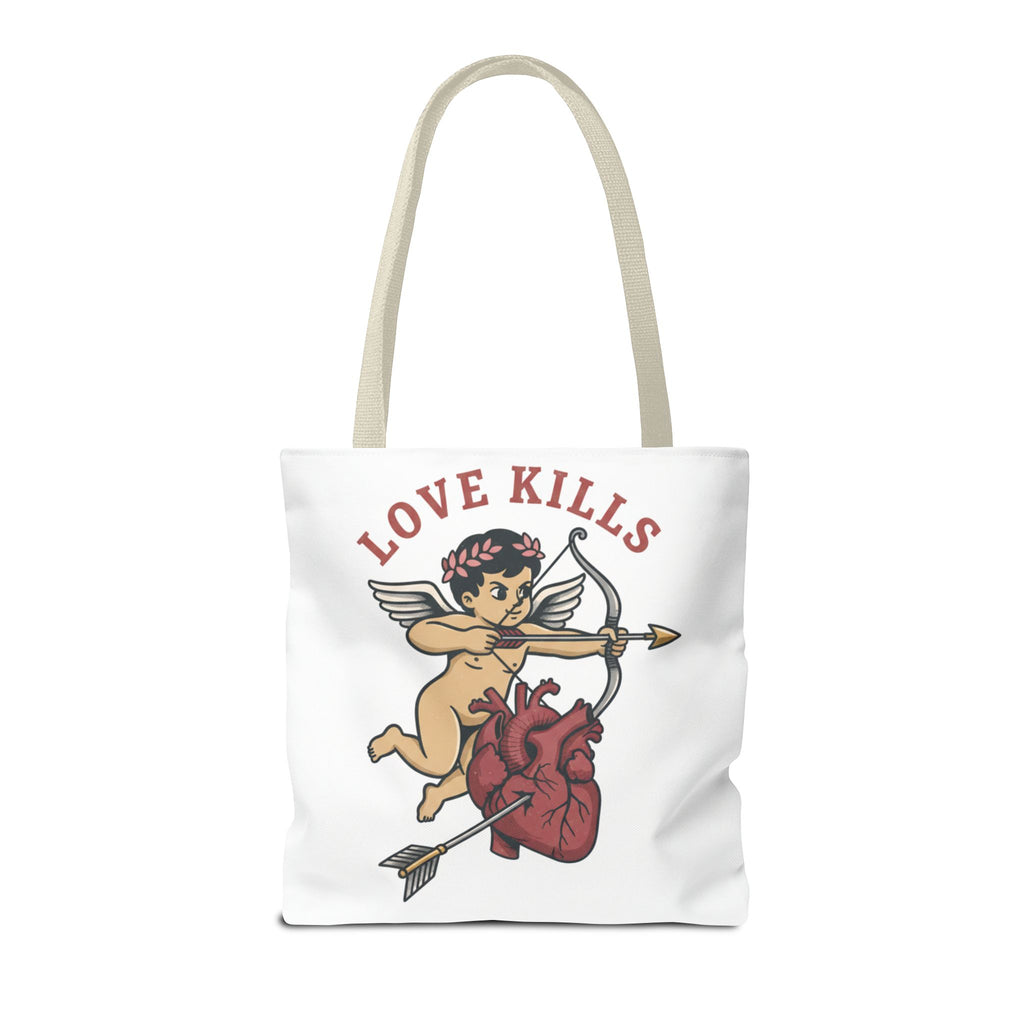Tote Bag — 'Love Kills' Cupid & Heart Graphic Tote