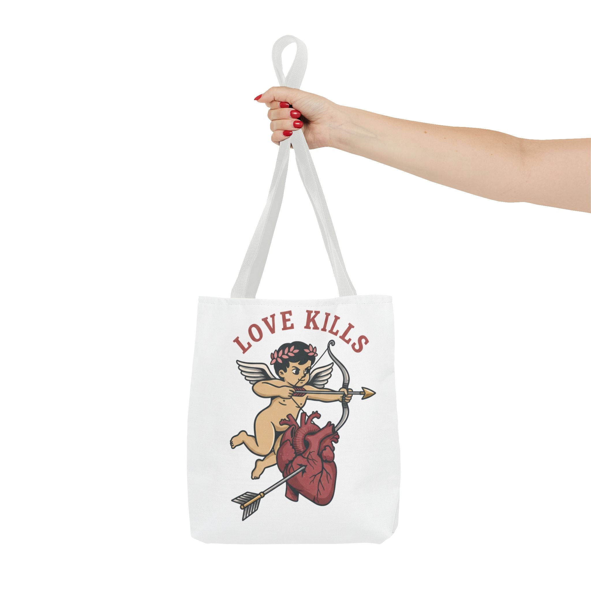 Tote Bag — 'Love Kills' Cupid & Heart Graphic Tote