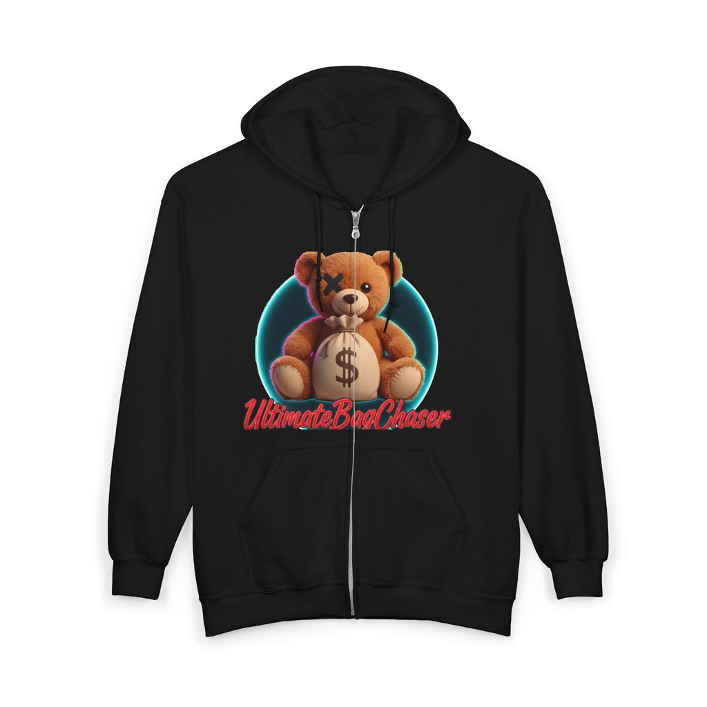 Bear Money Bag Zip Hoodie — "Ultimate Bag Chaser" Graphic Sweatshirt