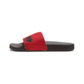 Men’s Teddy Bear Slide Sandals — Red Adjustable Strap Casual Pool & Beach Slides