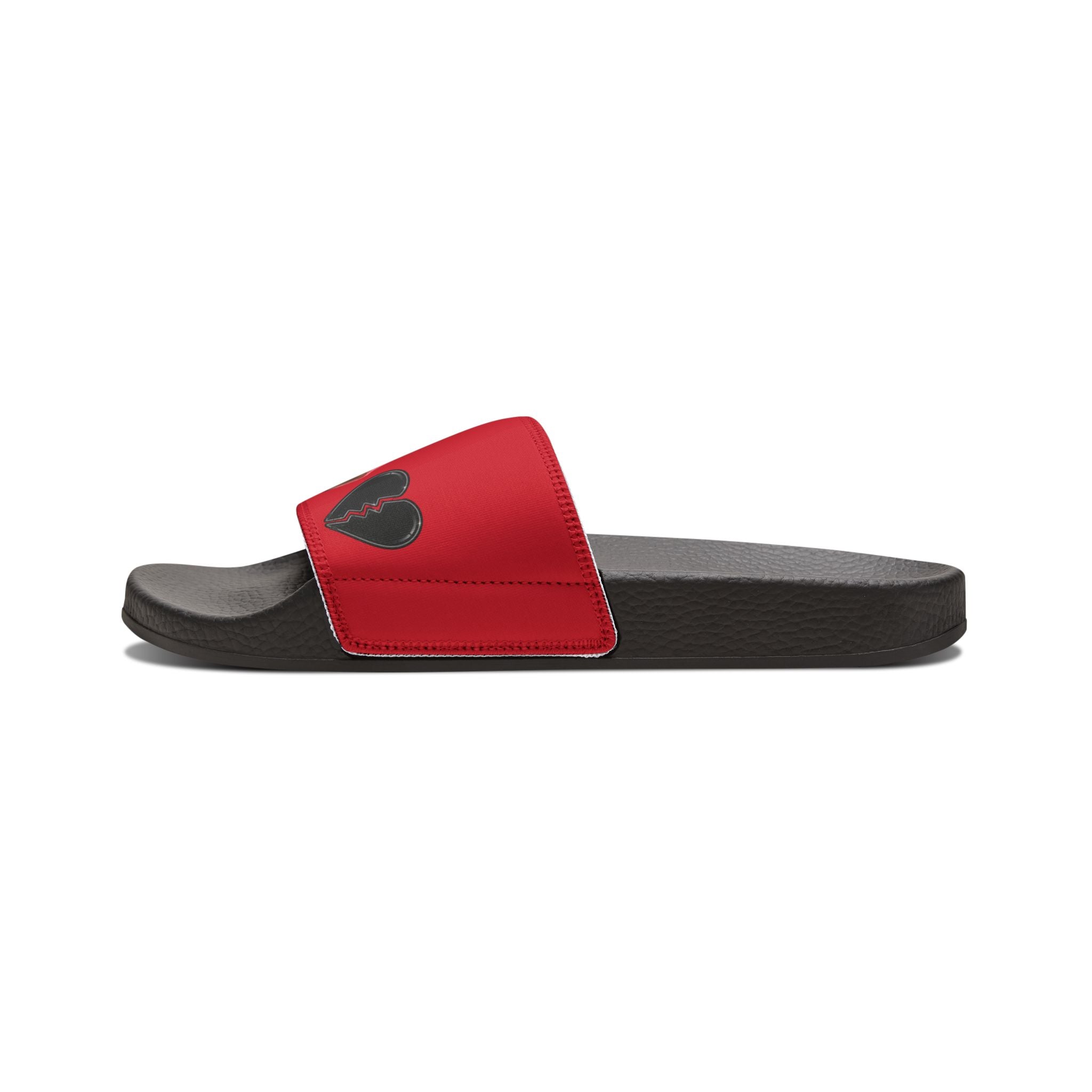 Men’s Teddy Bear Slide Sandals — Red Adjustable Strap Casual Pool & Beach Slides