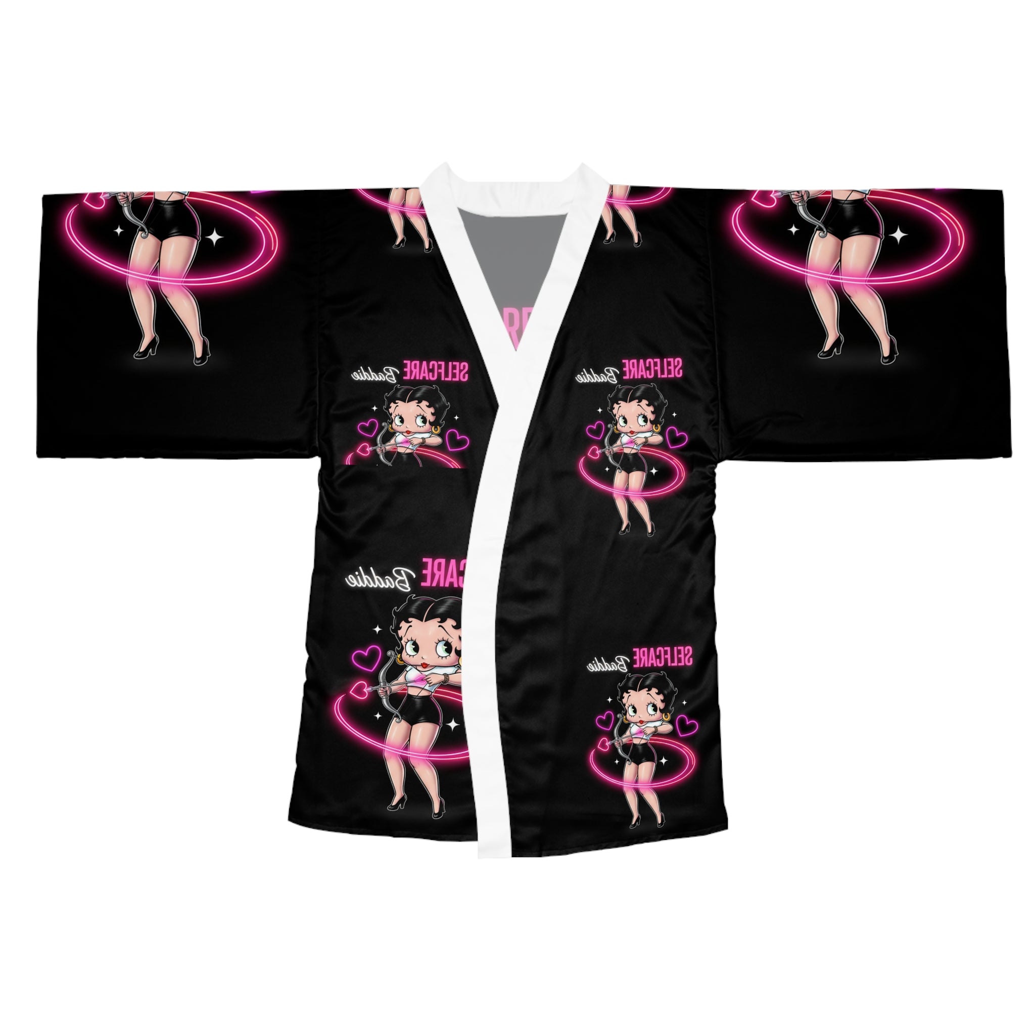 Betty Boop Self-Care Kimono Robe – Neon Hearts Lounge Wrap