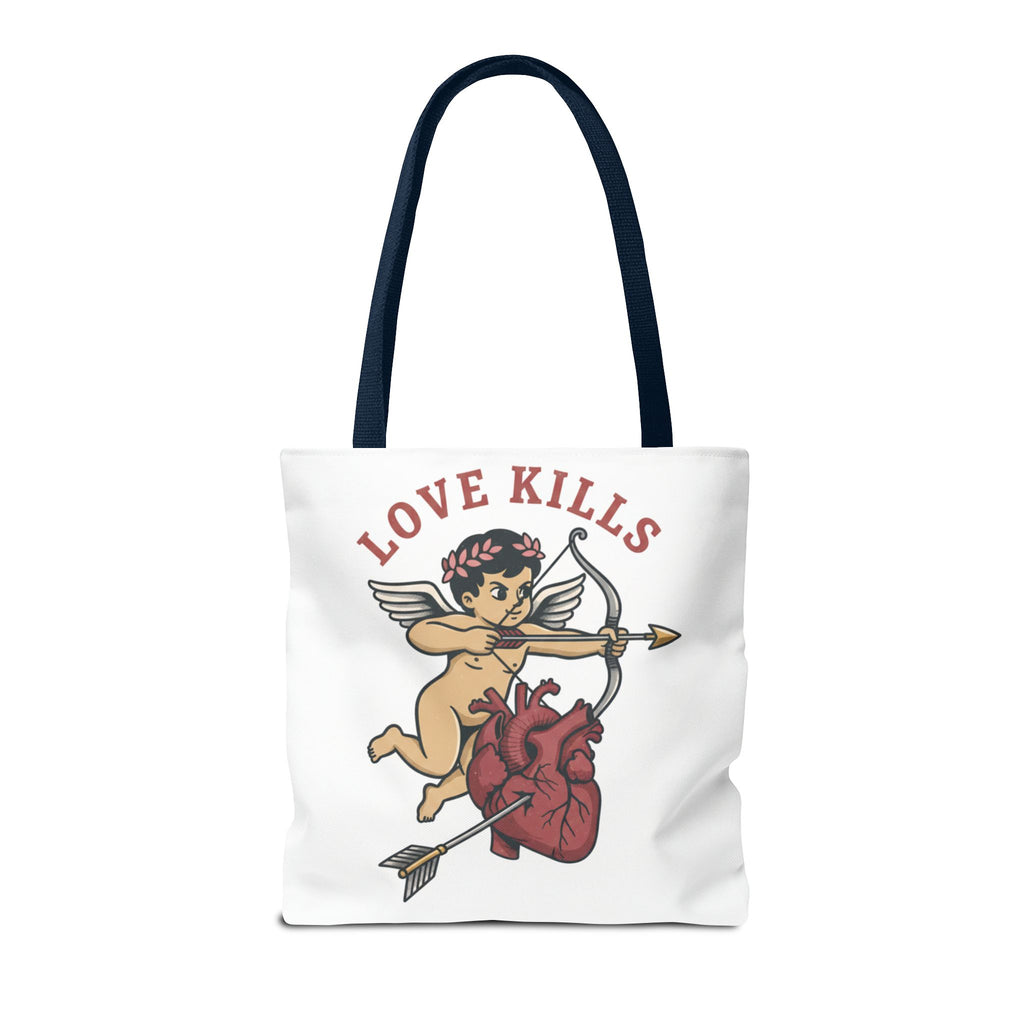 Tote Bag — 'Love Kills' Cupid & Heart Graphic Tote