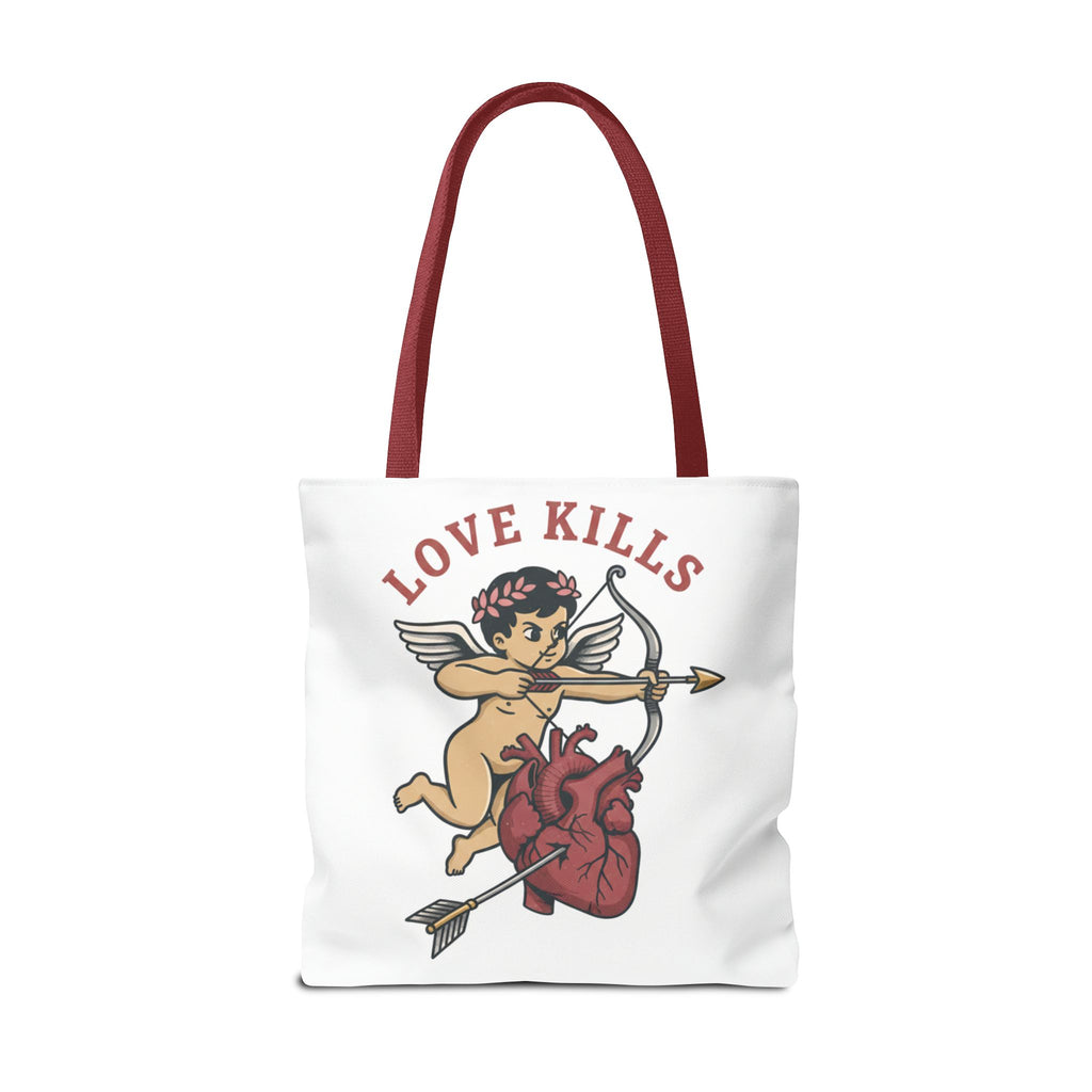 Tote Bag — 'Love Kills' Cupid & Heart Graphic Tote