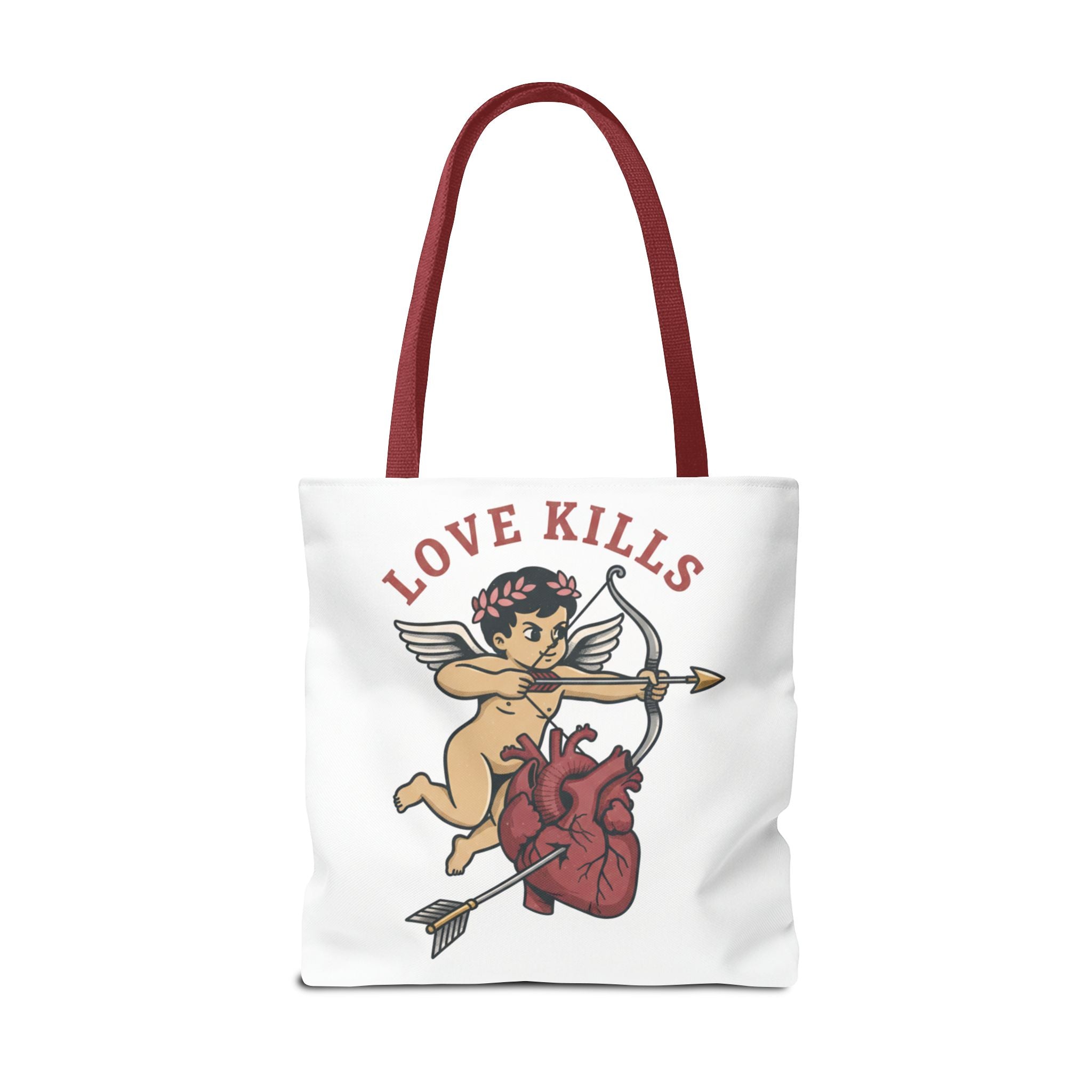 Tote Bag — 'Love Kills' Cupid & Heart Graphic Tote