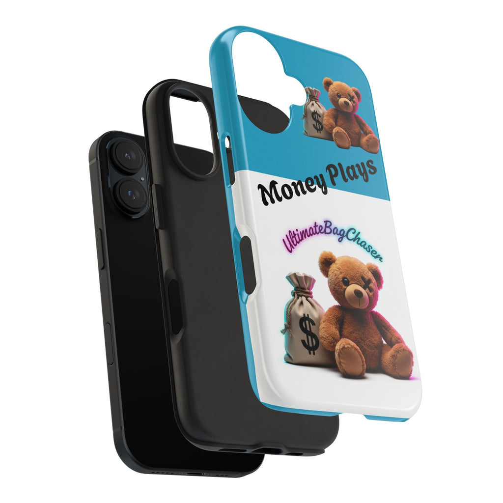 Tough Phone Case — "Money Plays" Teddy Bear with Cash Bag Protective Cover