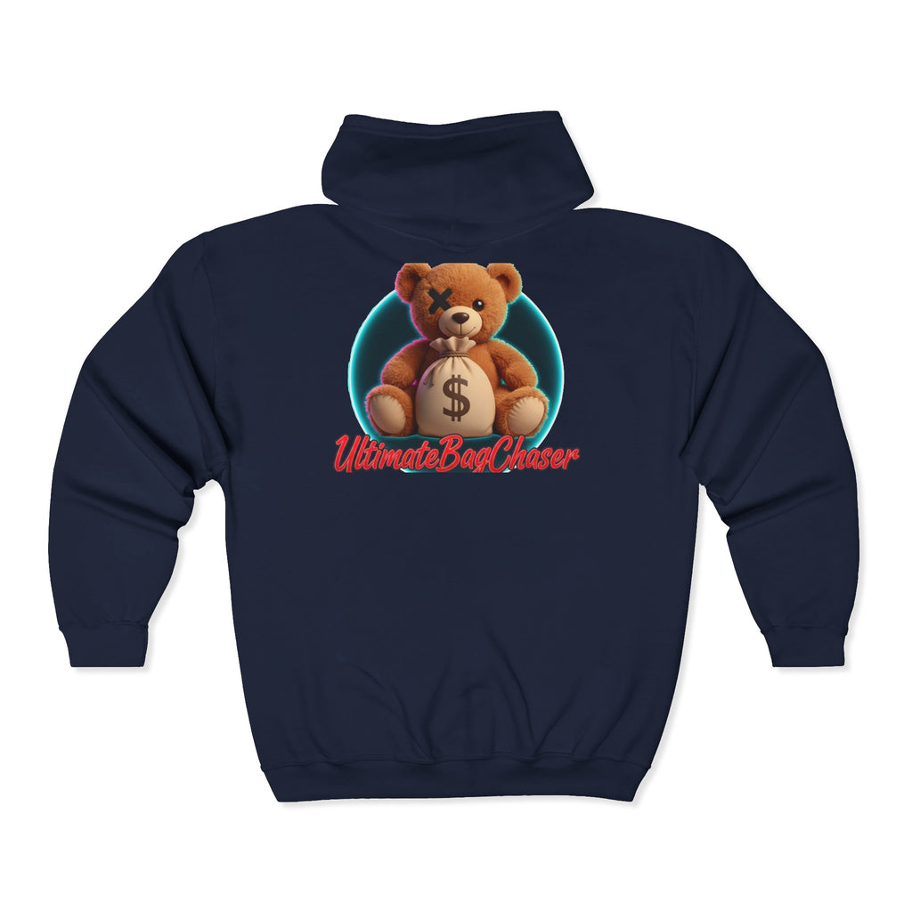 Bear Money Bag Zip Hoodie — "Ultimate Bag Chaser" Graphic Sweatshirt