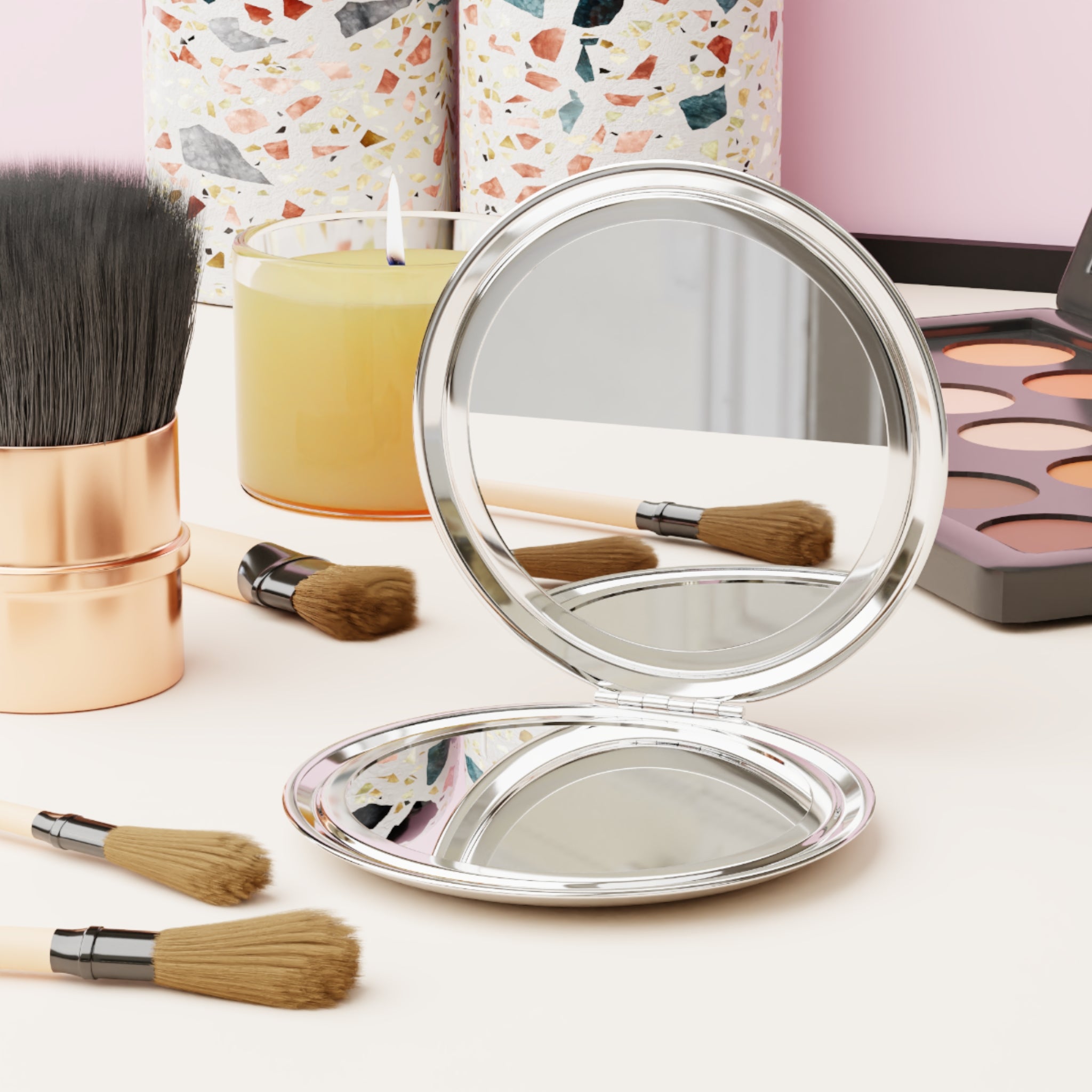 Compact Mirror — "Selfcare Baddie" Betty Boop Style Pink Travel Makeup Mirror