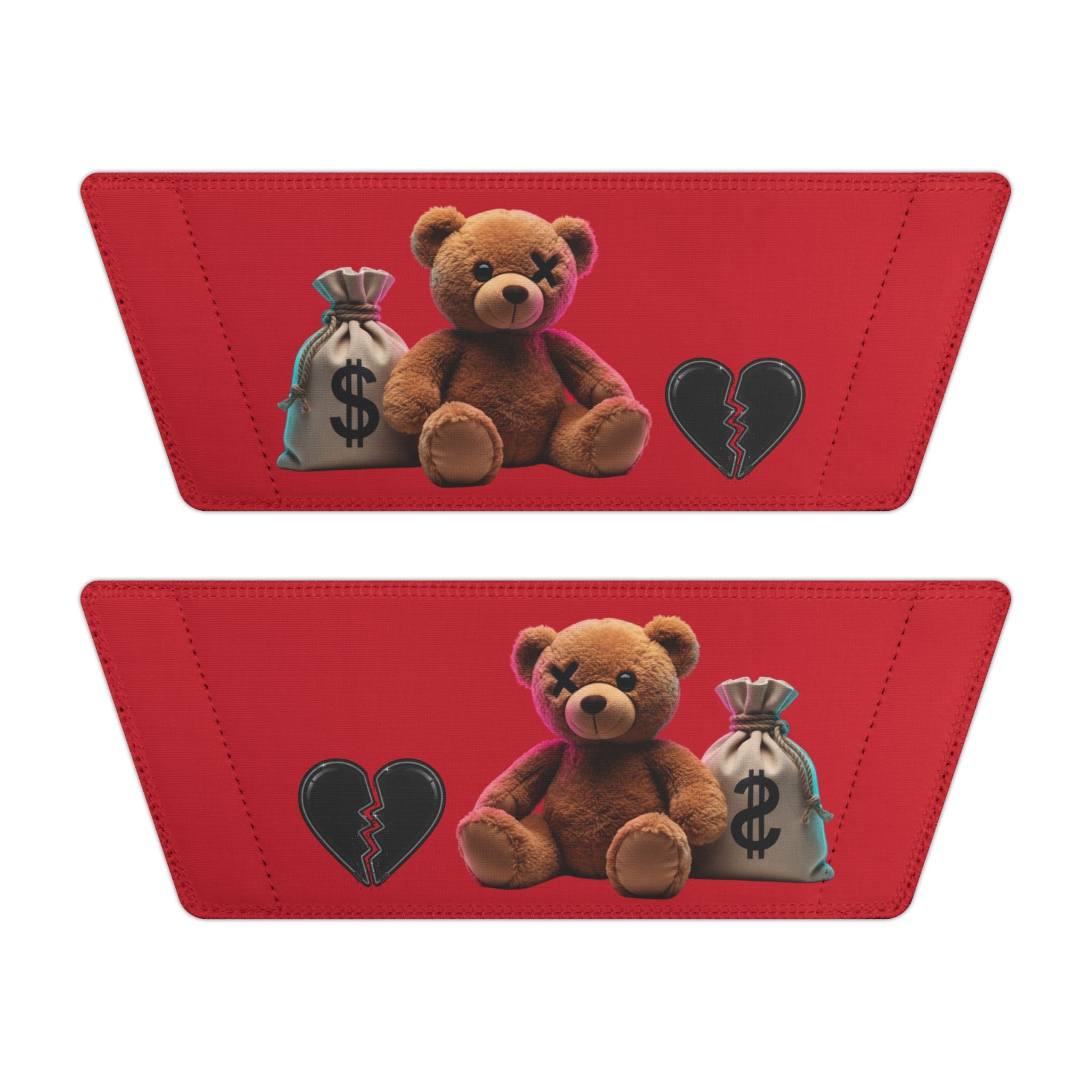 Men’s Teddy Bear Slide Sandals — Red Adjustable Strap Casual Pool & Beach Slides