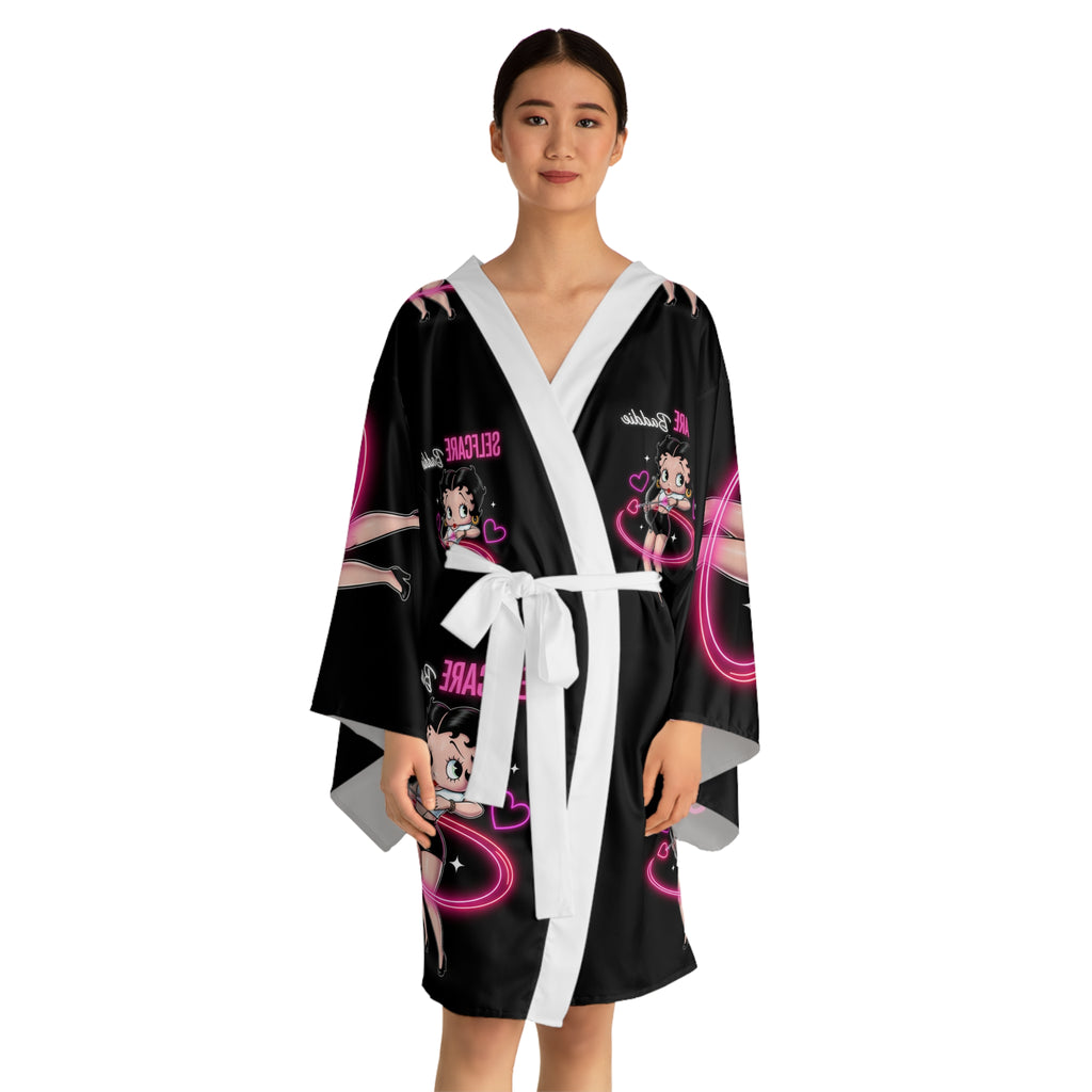 Betty Boop Self-Care Kimono Robe – Neon Hearts Lounge Wrap