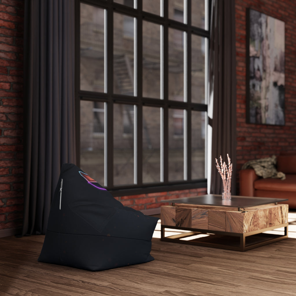 Bean Bag Chair Cover — Cute Bunny Basketball "Love on the Court" Neon Graphic