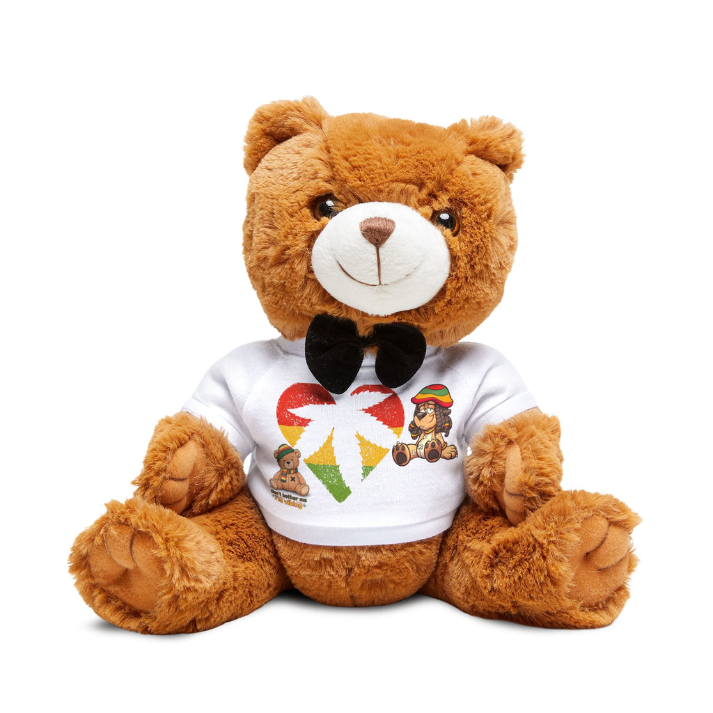 Plush Teddy Bear with Graphic T‑Shirt – Cute Rasta Heart Design