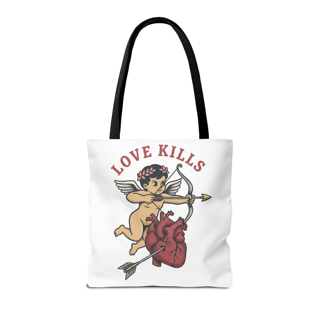 Tote Bag — 'Love Kills' Cupid & Heart Graphic Tote
