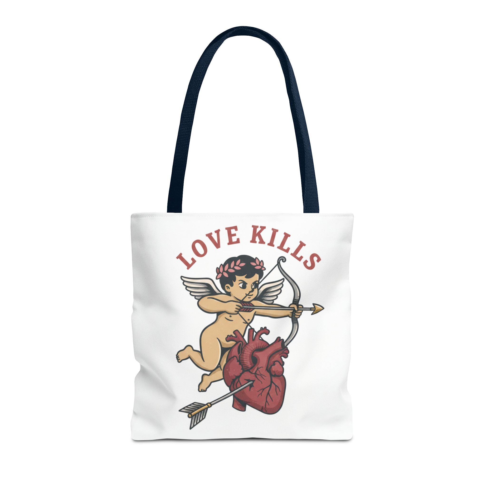 Tote Bag — 'Love Kills' Cupid & Heart Graphic Tote