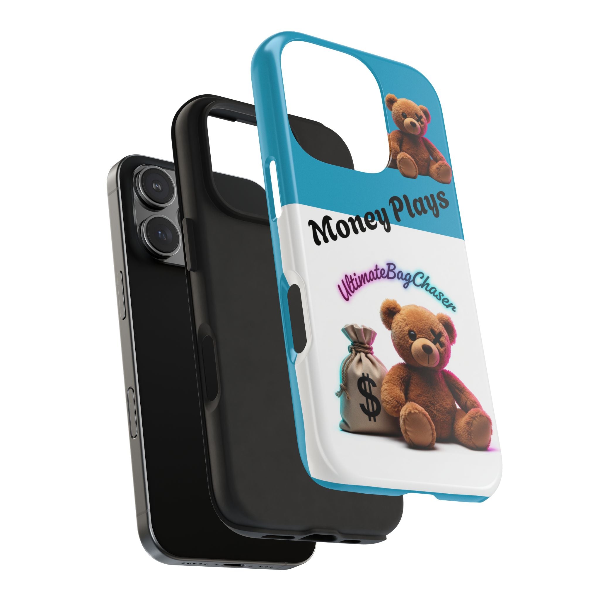 Tough Phone Case — "Money Plays" Teddy Bear with Cash Bag Protective Cover