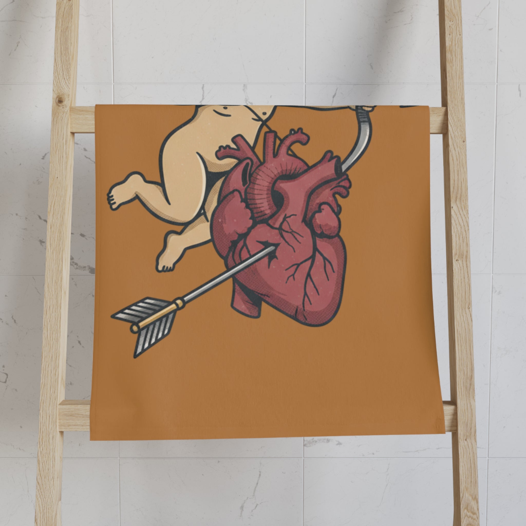 Love Kills Cherub Hand Towel – Vintage Cupid Heart Design