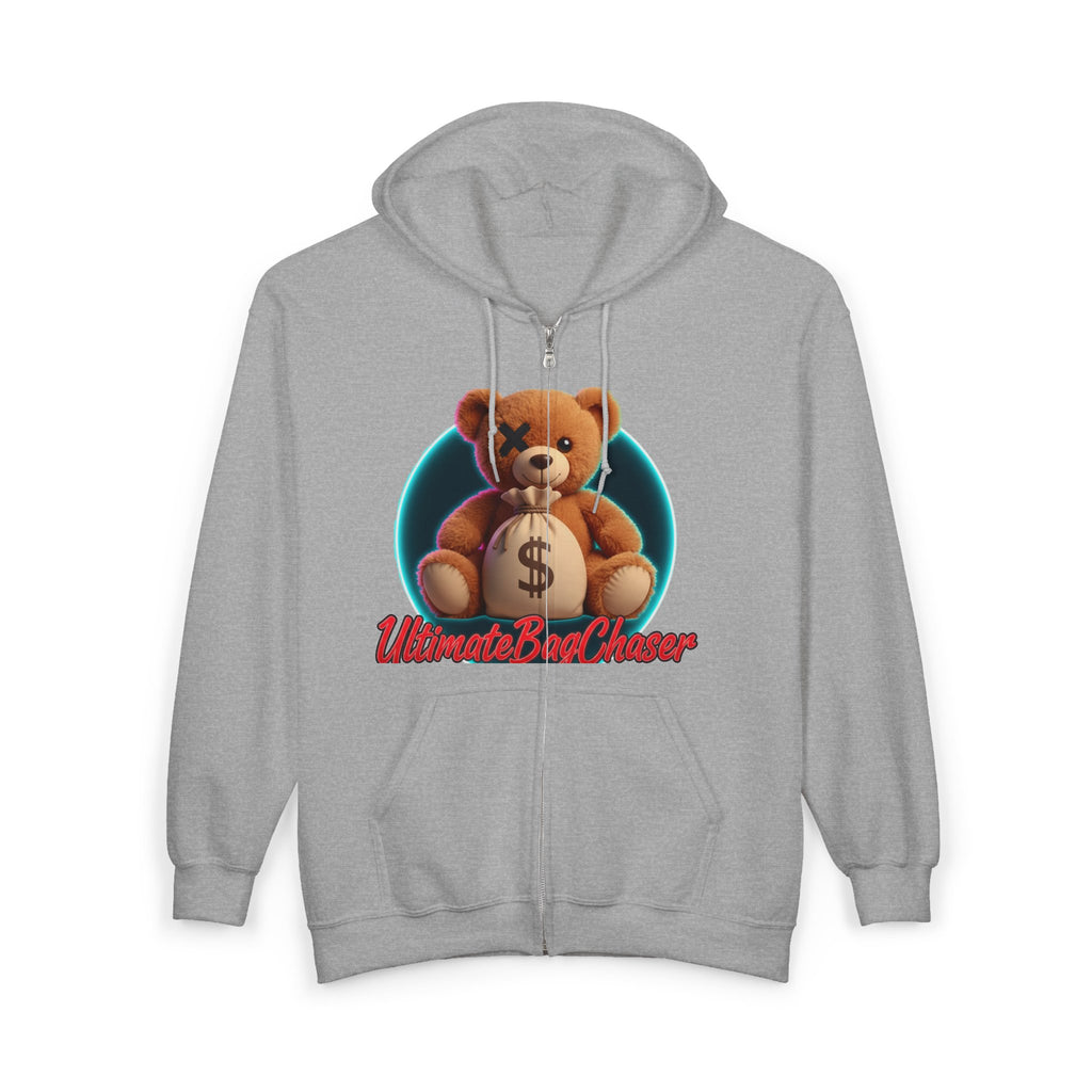 Bear Money Bag Zip Hoodie — "Ultimate Bag Chaser" Graphic Sweatshirt