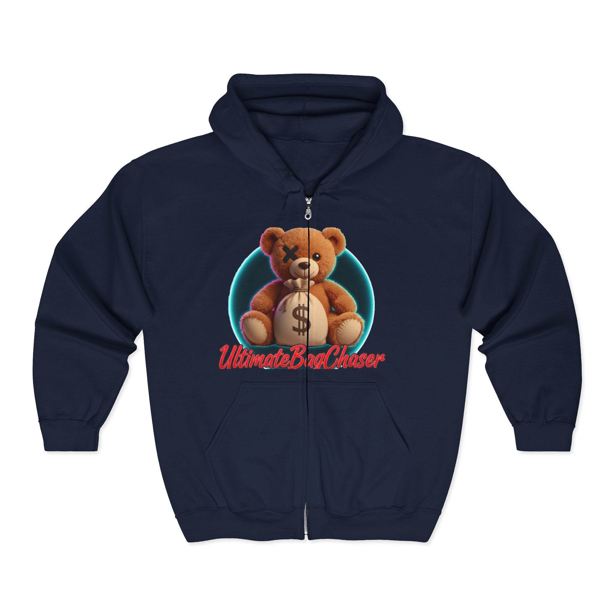 Bear Money Bag Zip Hoodie — "Ultimate Bag Chaser" Graphic Sweatshirt
