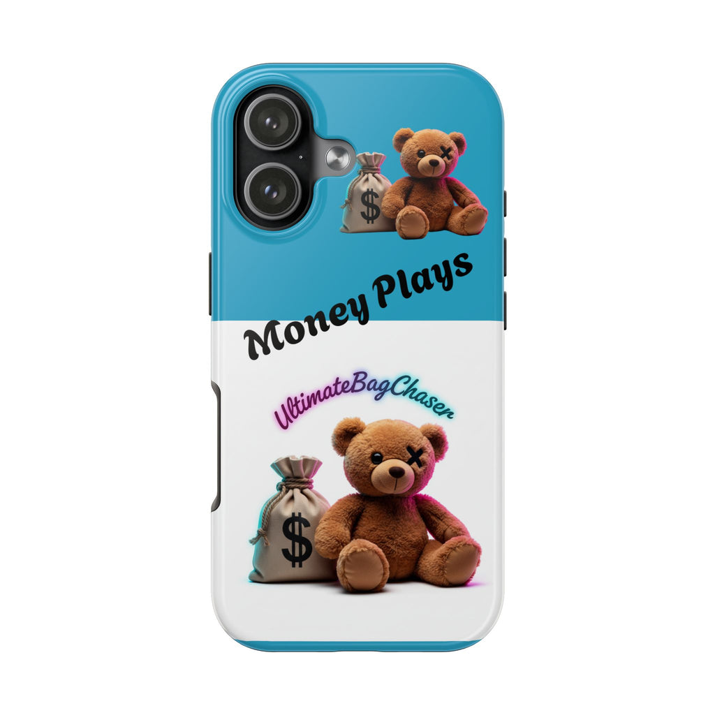 Tough Phone Case — "Money Plays" Teddy Bear with Cash Bag Protective Cover